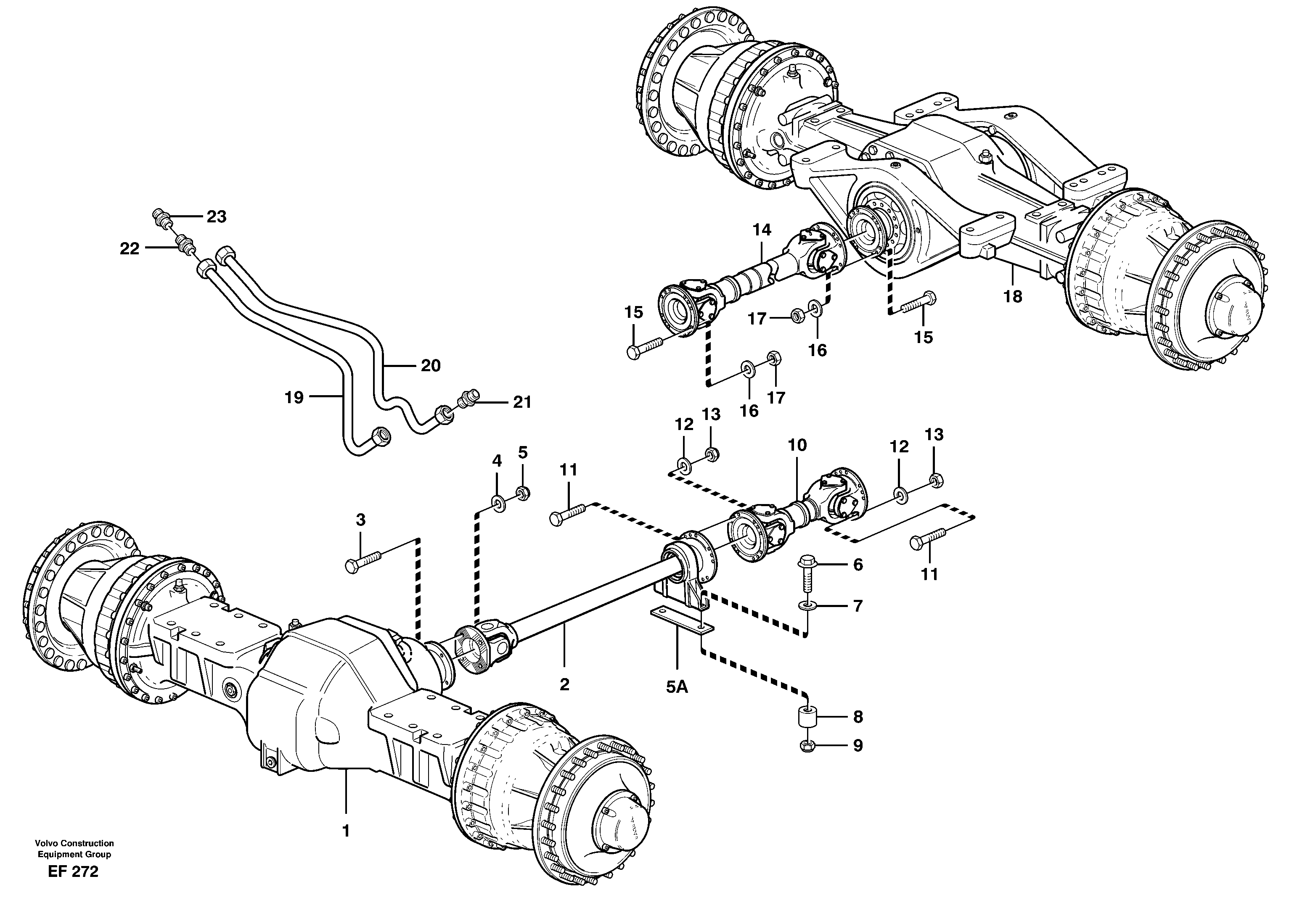 Схема запчастей Volvo L150D - 11657 Propeller shafts with fitting parts L150D