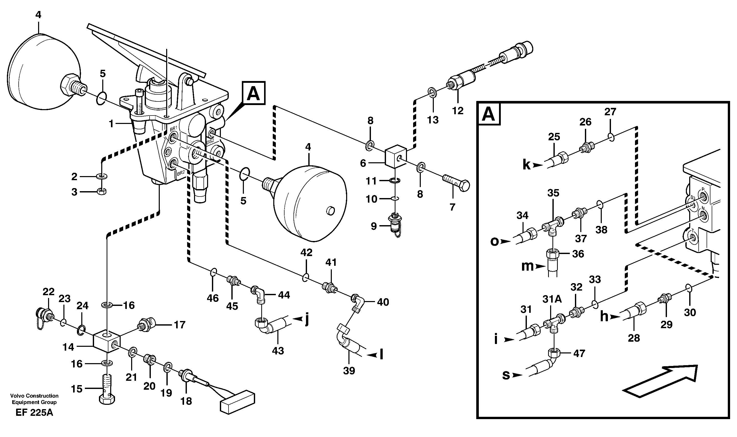 Схема запчастей Volvo L150D - 91951 Footbrake valve with connectors L150D