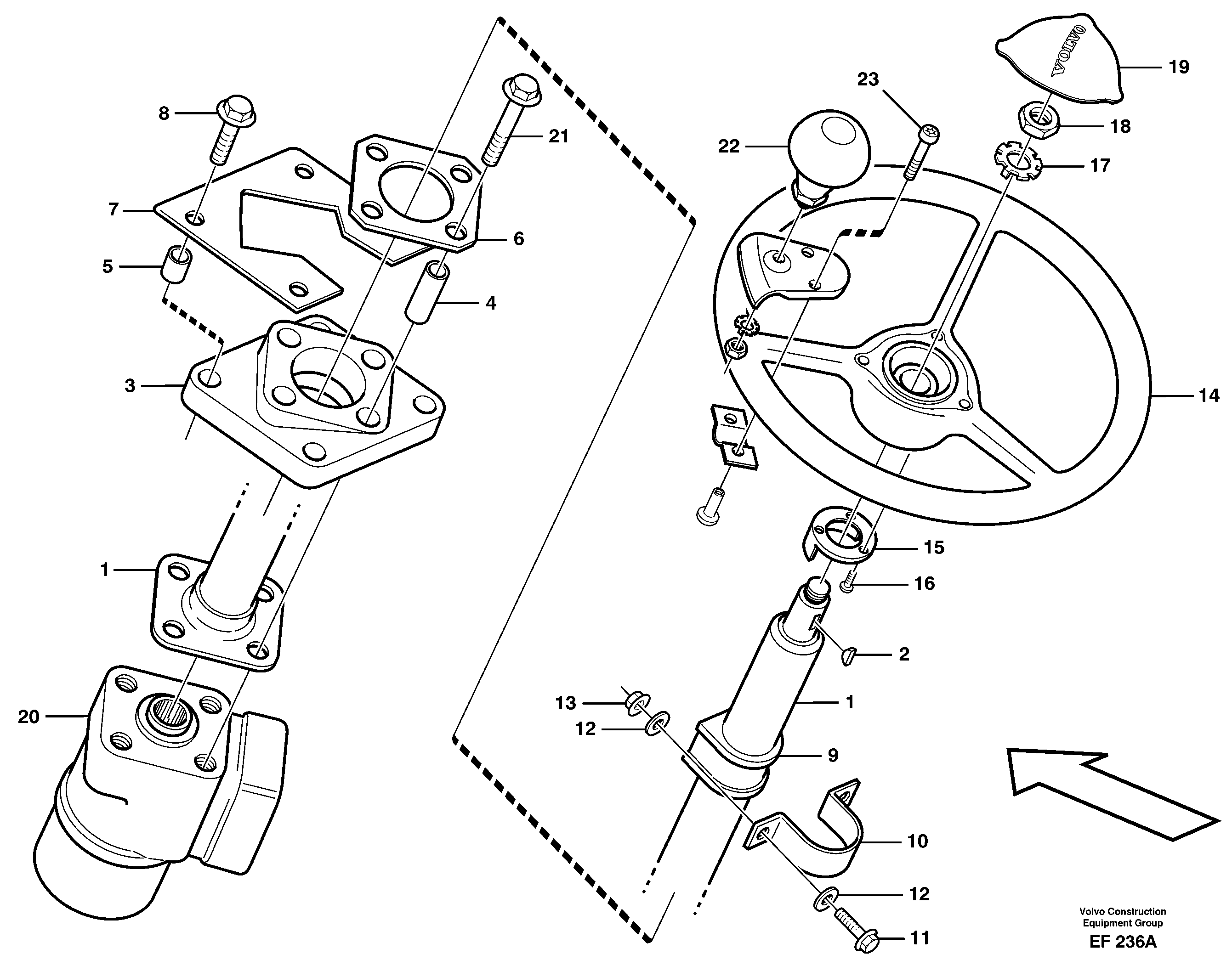 Схема запчастей Volvo L150D - 83467 Steering column with fitting parts L150D