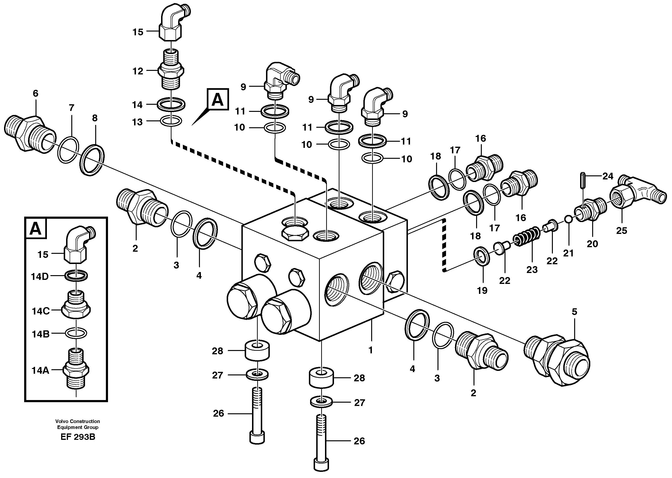 Схема запчастей Volvo L150D - 21571 Shift valve with fitting parts L150D