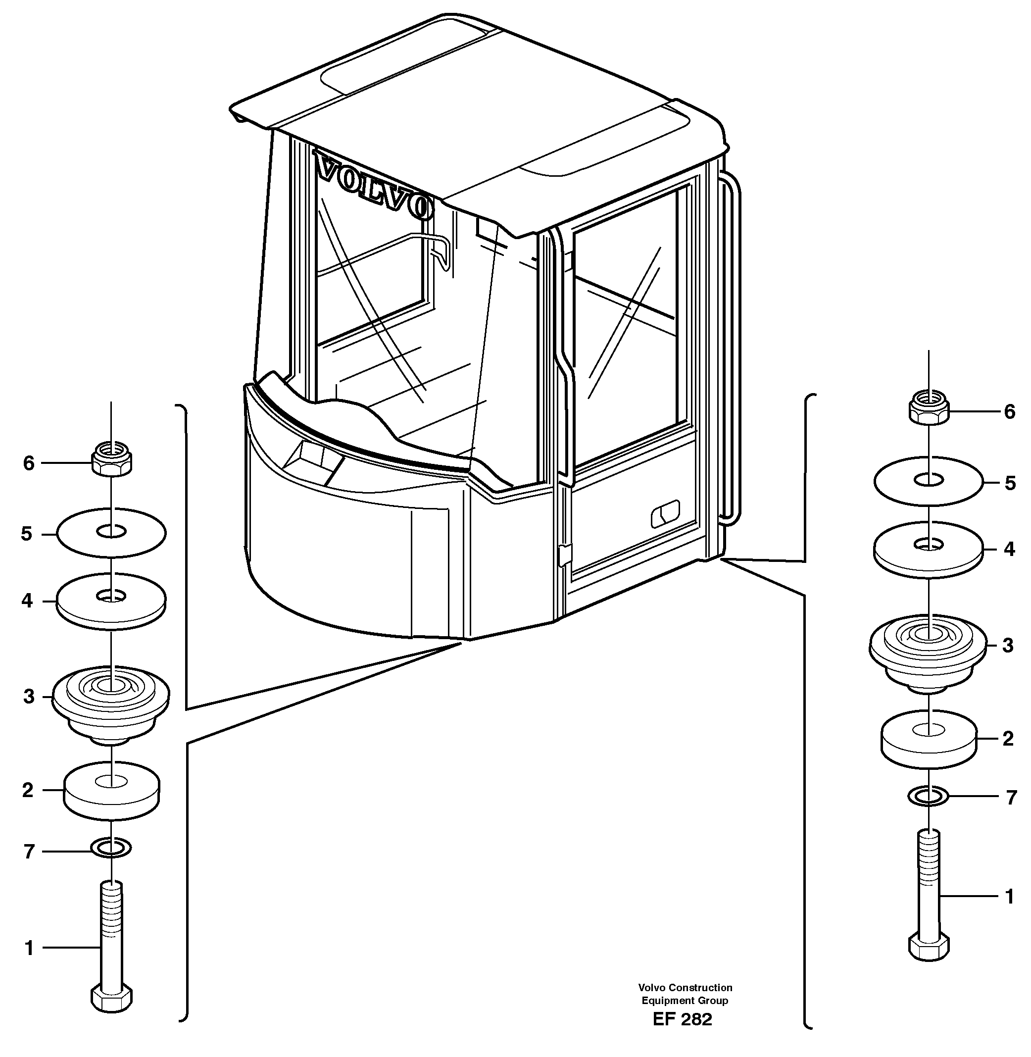 Схема запчастей Volvo L150D - 24845 Drivers cab, mounting block L150D