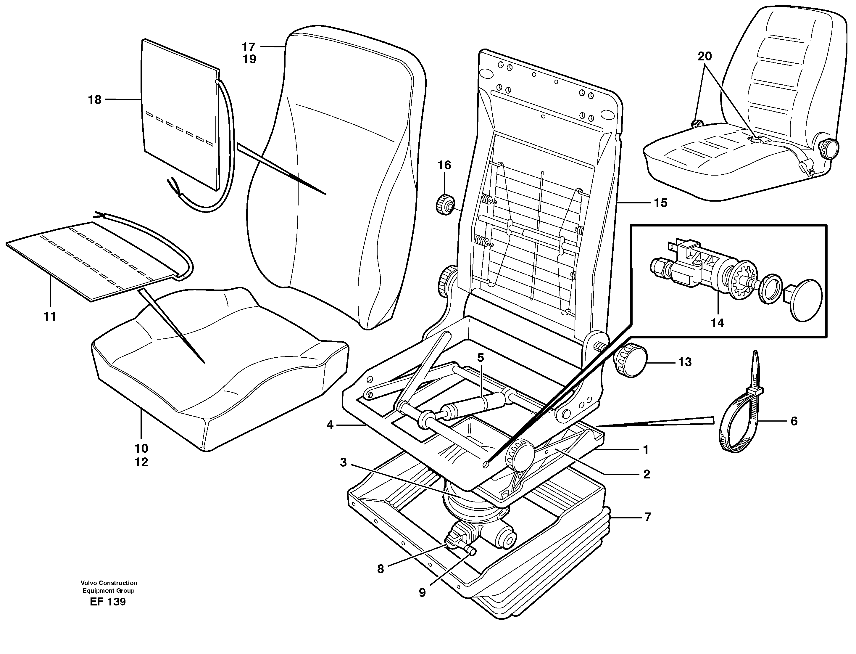 Схема запчастей Volvo L150D - 58759 Drivers seat, air suspens.heated. BE-GE L150D