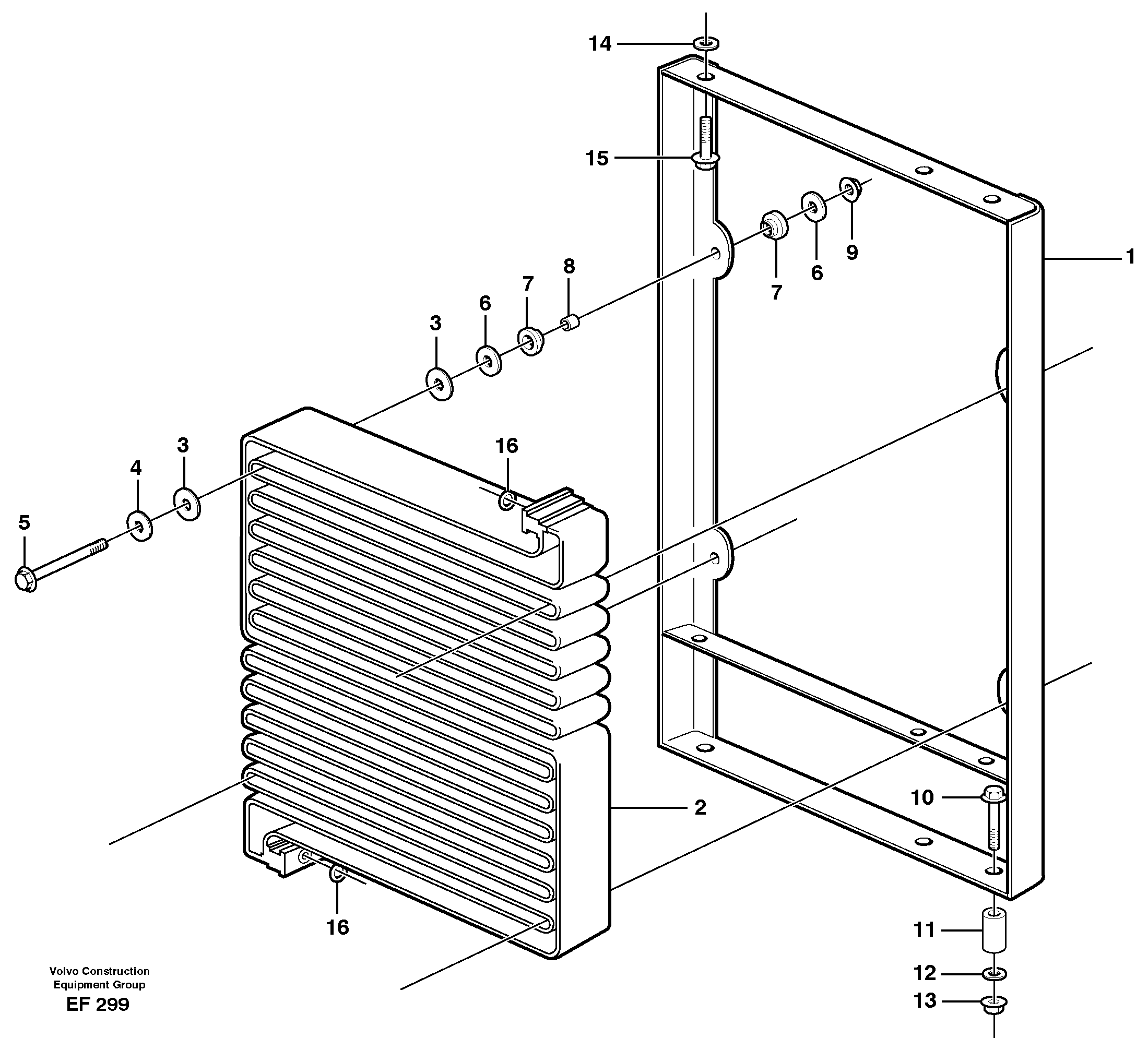 Схема запчастей Volvo L150D - 1665 Condenser for cooling agent R134a with fitting parts L150D