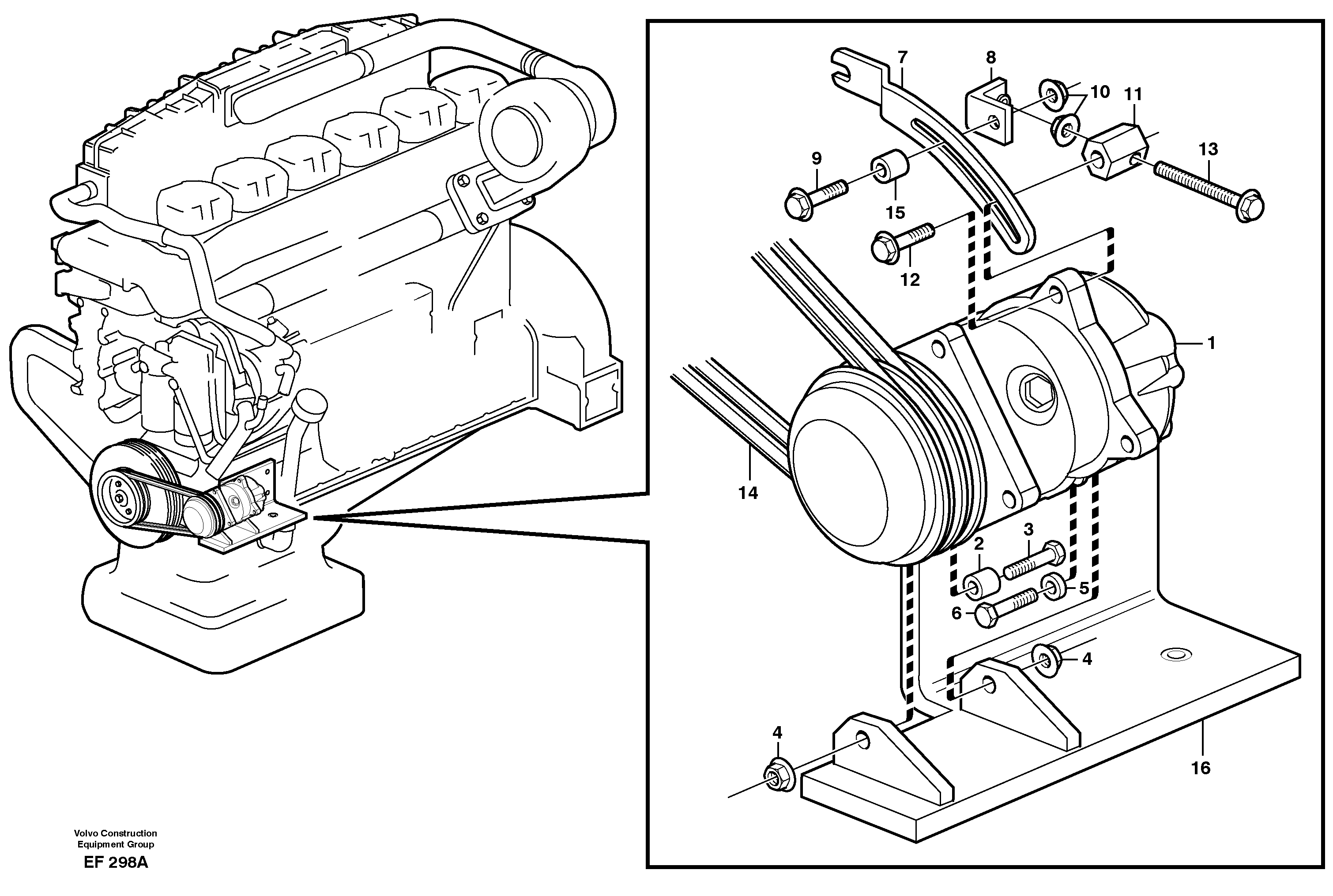 Схема запчастей Volvo L150D - 23772 Compressor for cooling agent R134a with fitting parts L150D