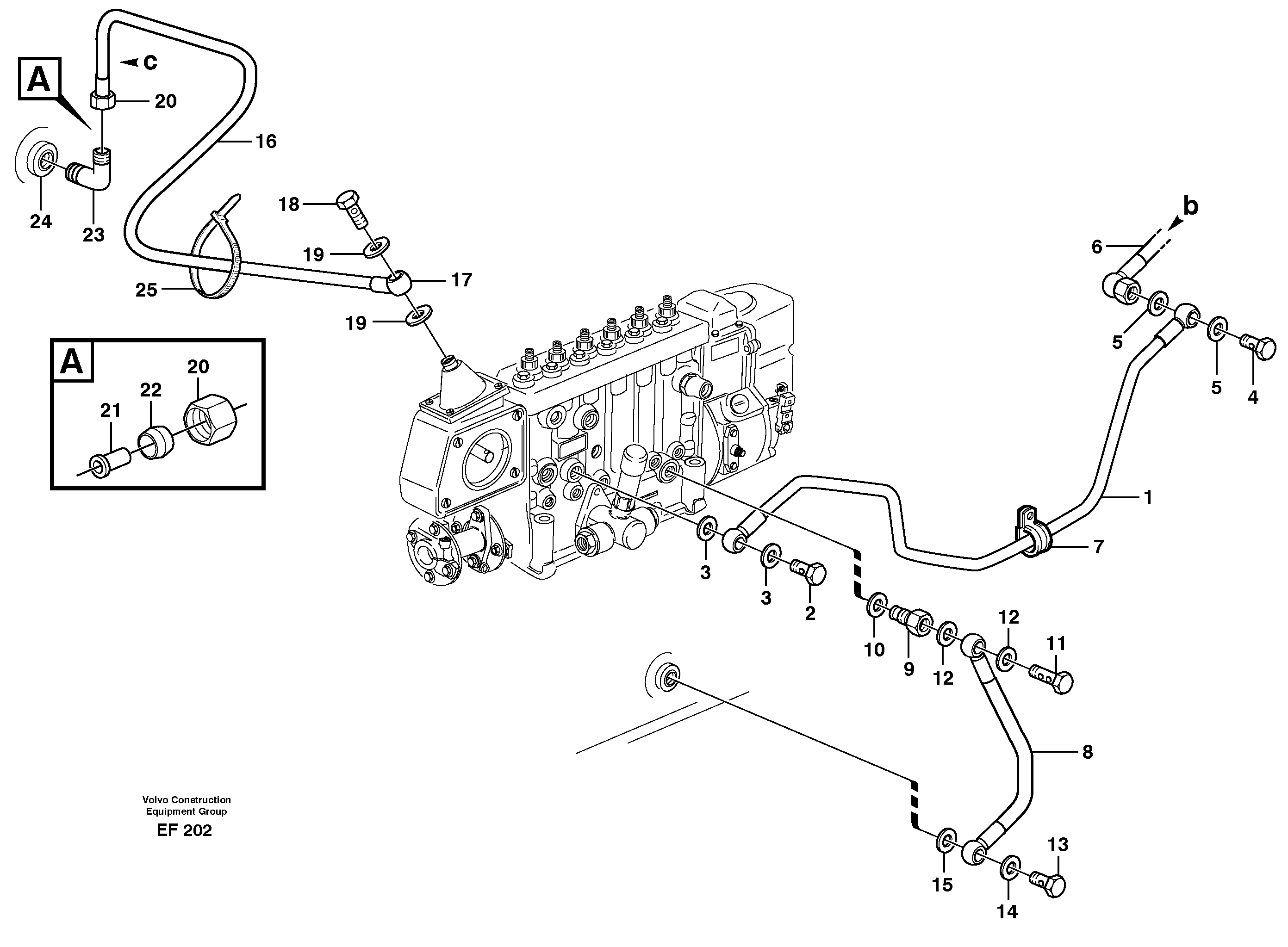 Схема запчастей Volvo L150D - 35259 Fuel system, oil pipe, pipe for smoke limiter L150D