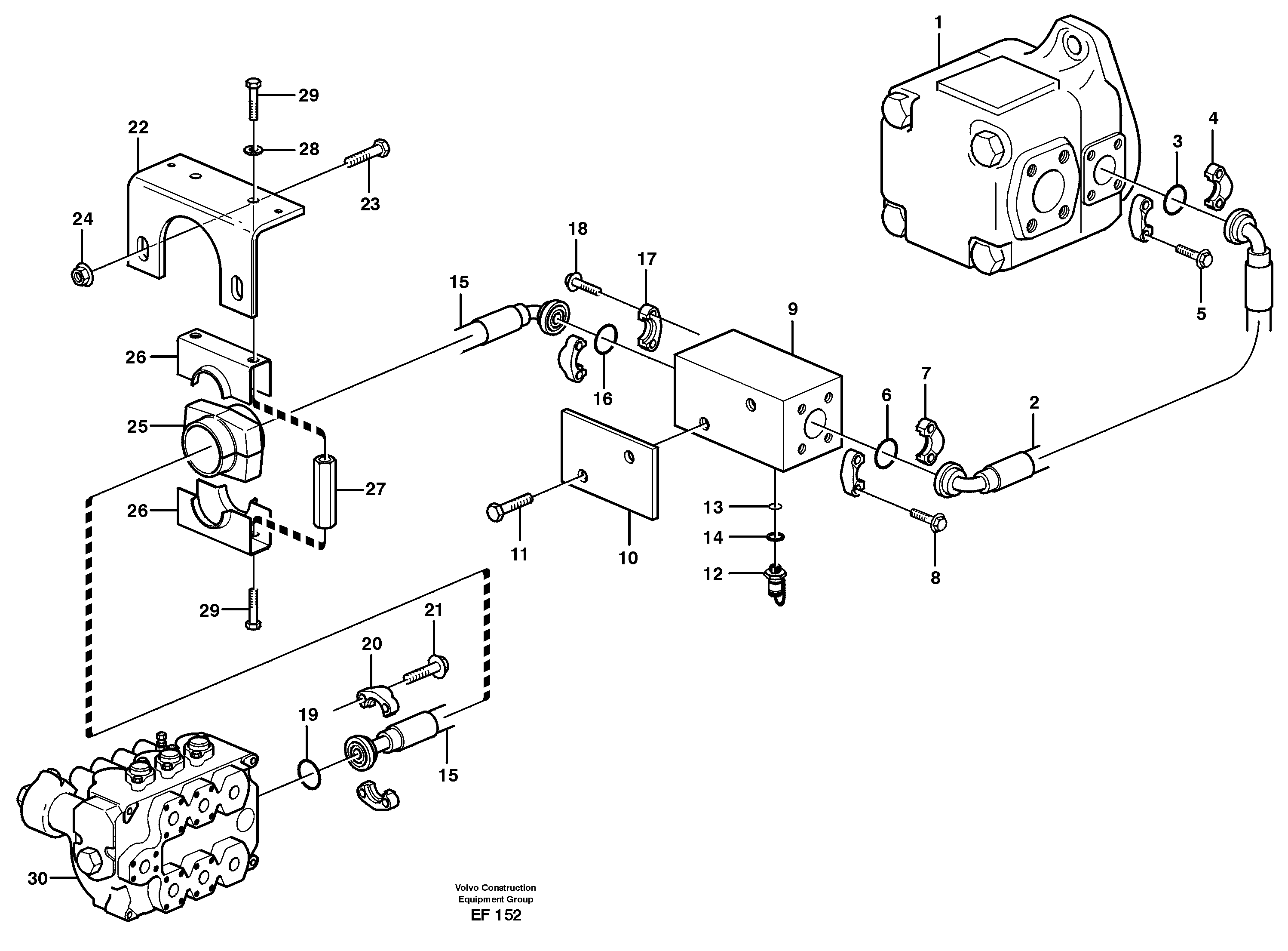 Схема запчастей Volvo L150D - 99362 Hydraulic system, feed line L150D