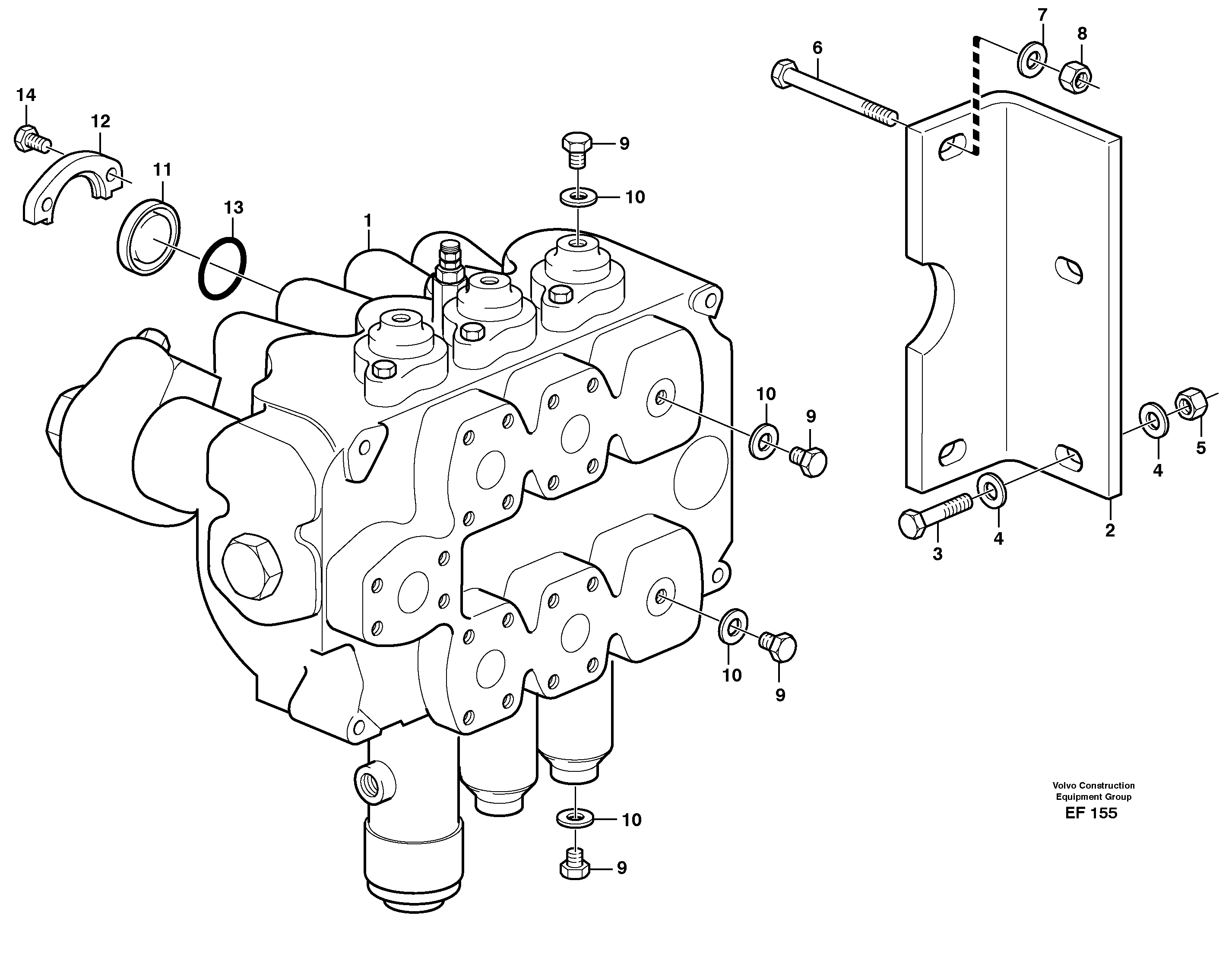 Схема запчастей Volvo L150D - 47937 Control valve with fitting parts L150D