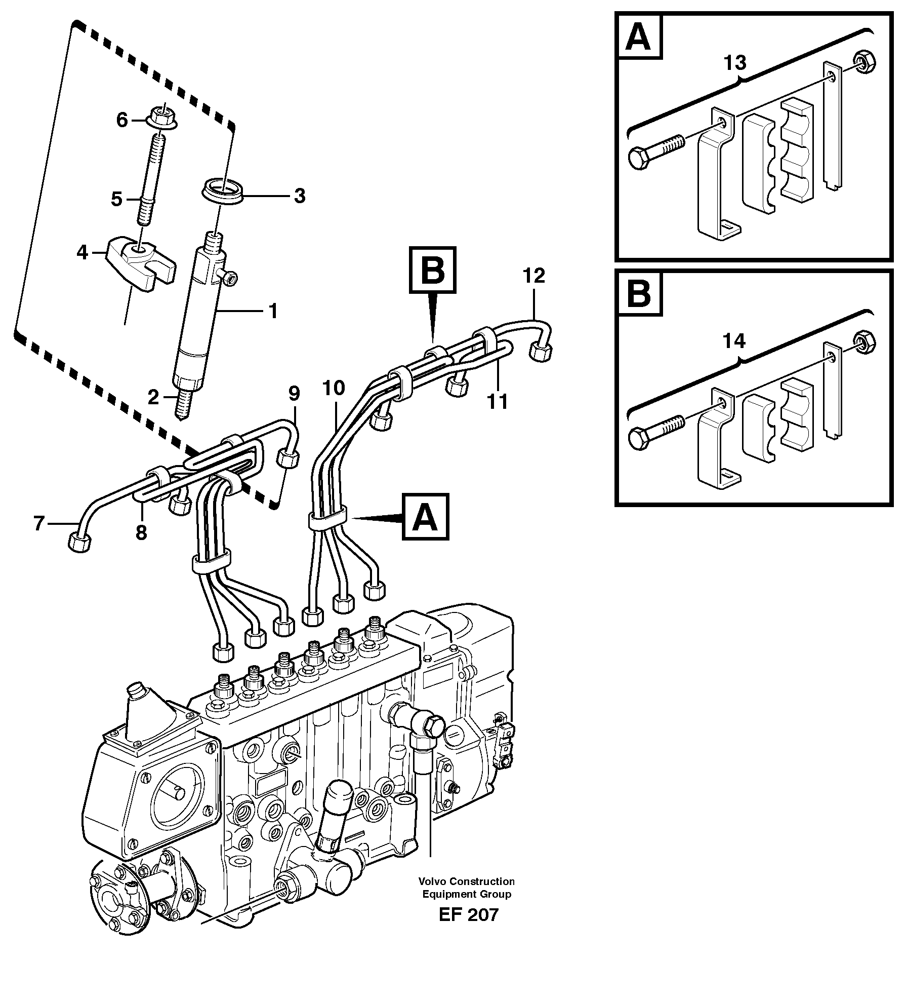 Схема запчастей Volvo L150D - 13022 Fuel lines, injectors L150D