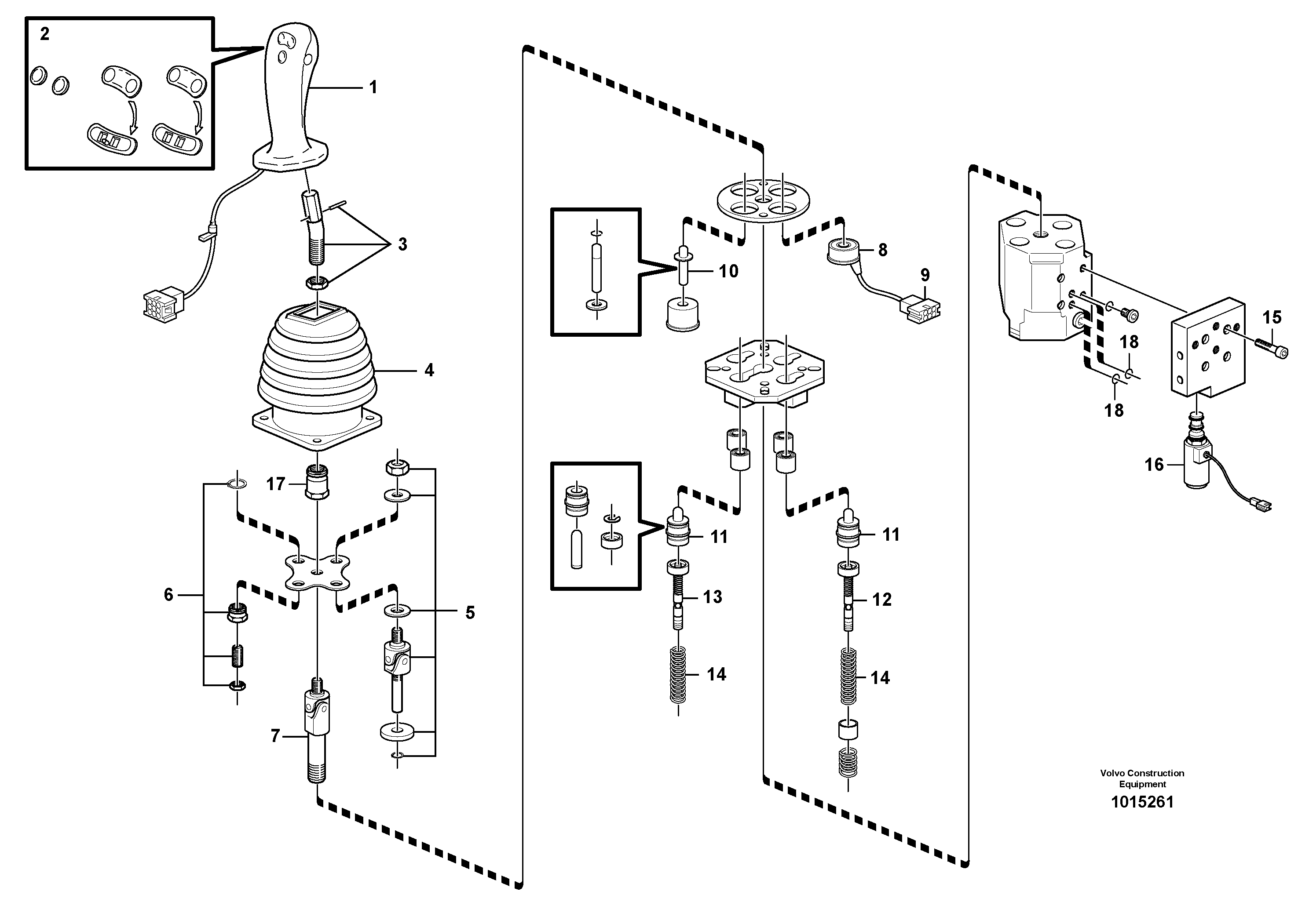 Схема запчастей Volvo L150D - 74064 Servo valve, single levercontrol L150D