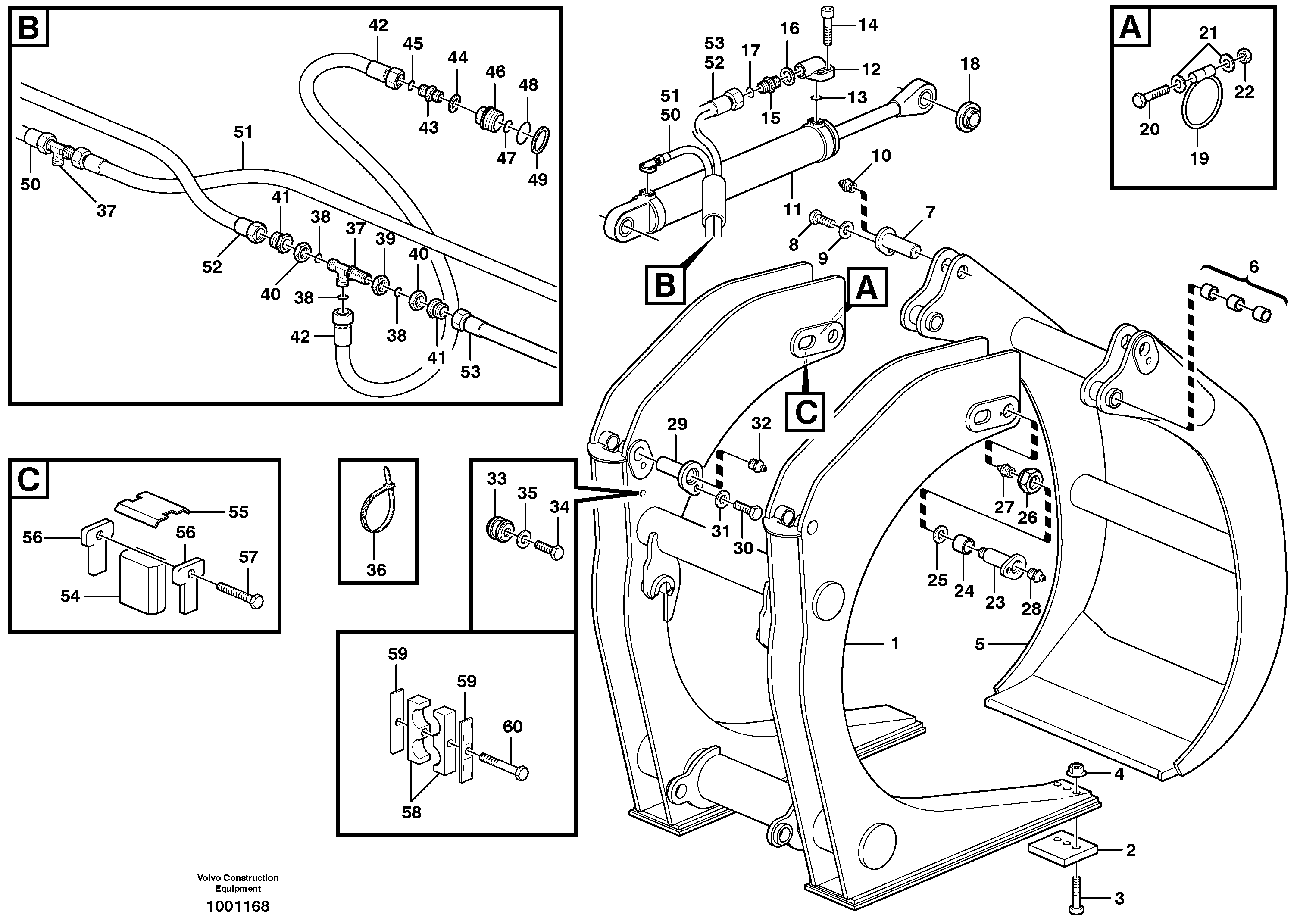 Схема запчастей Volvo L50D - 5254 Allround- / tree-length grapple ATTACHMENTS ATTACHMENTS WHEEL LOADERS GEN. D - E
