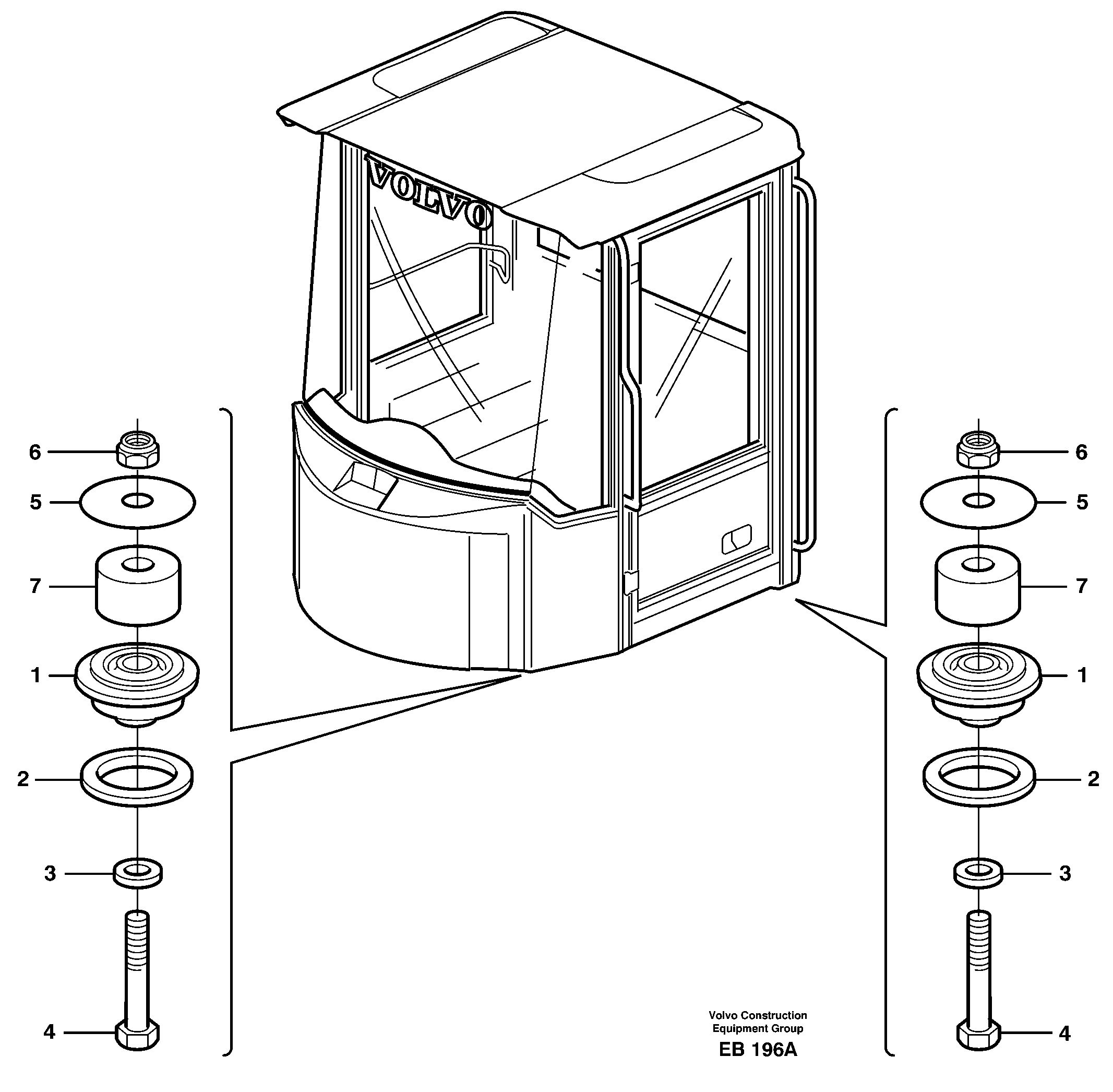 Схема запчастей Volvo L50D - 21634 Cab mounting block L50D