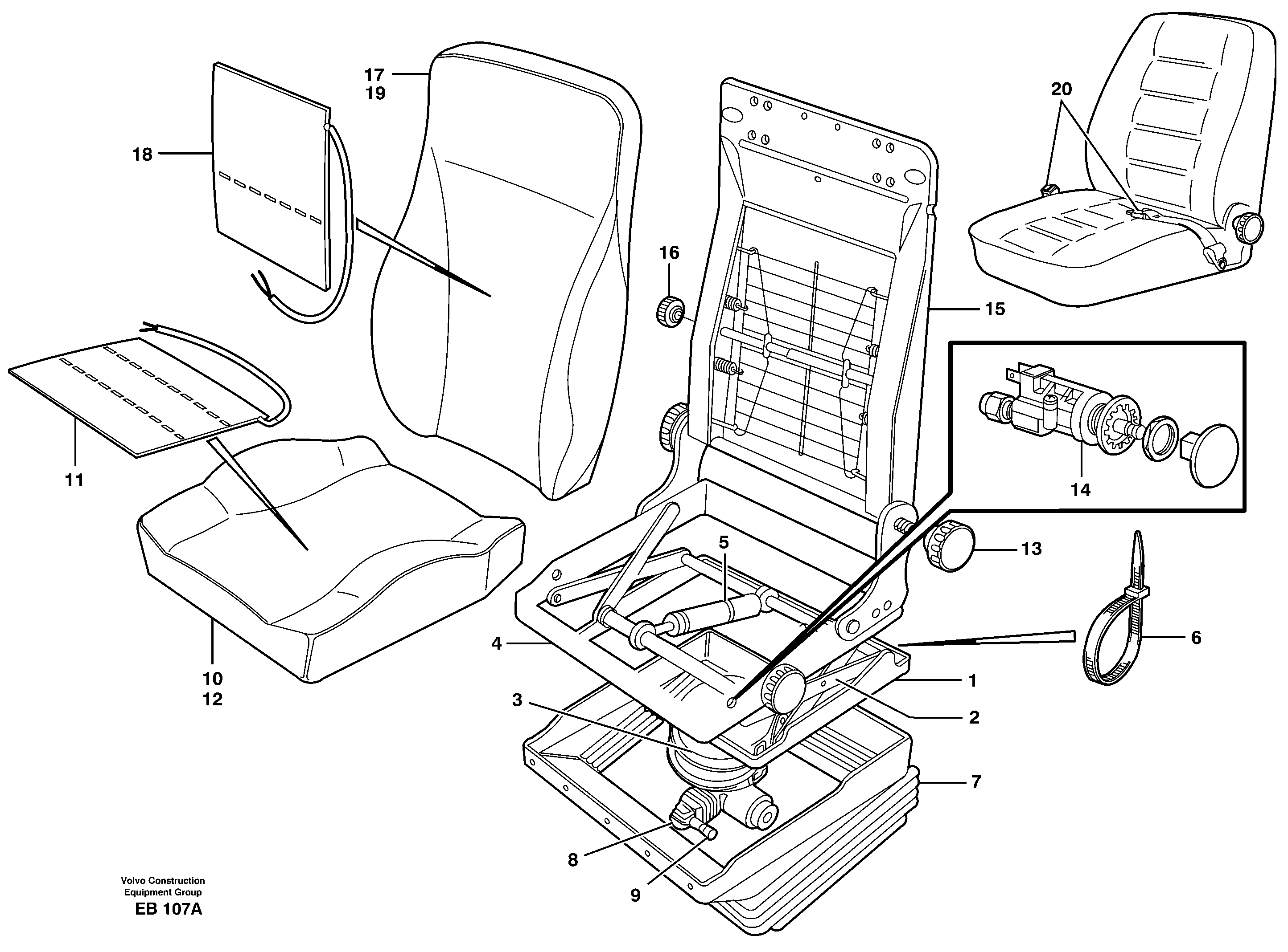 Схема запчастей Volvo L50D - 53646 Drivers seat L50D