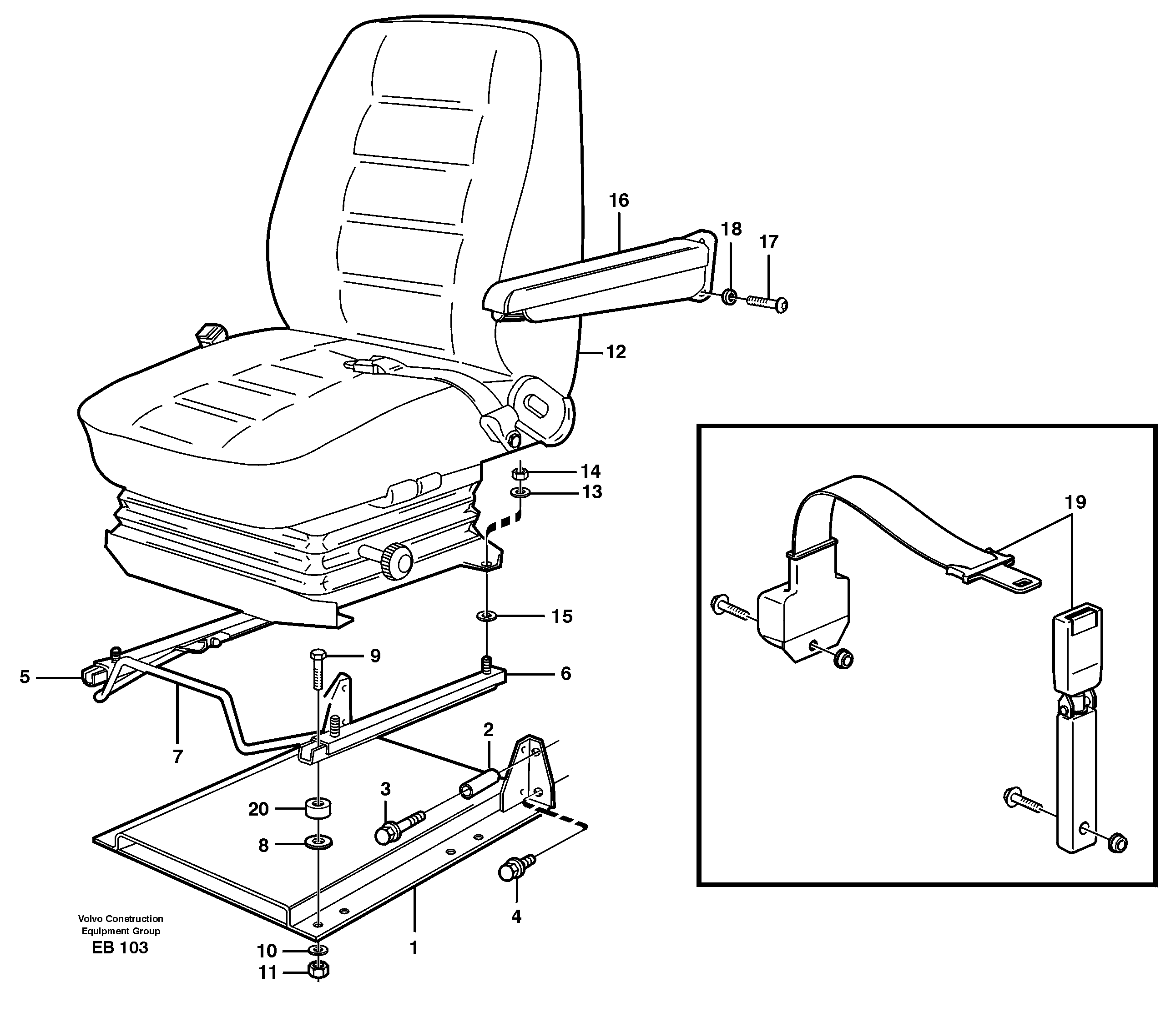 Схема запчастей Volvo L50D - 78009 Operator seat with fitting parts L50D