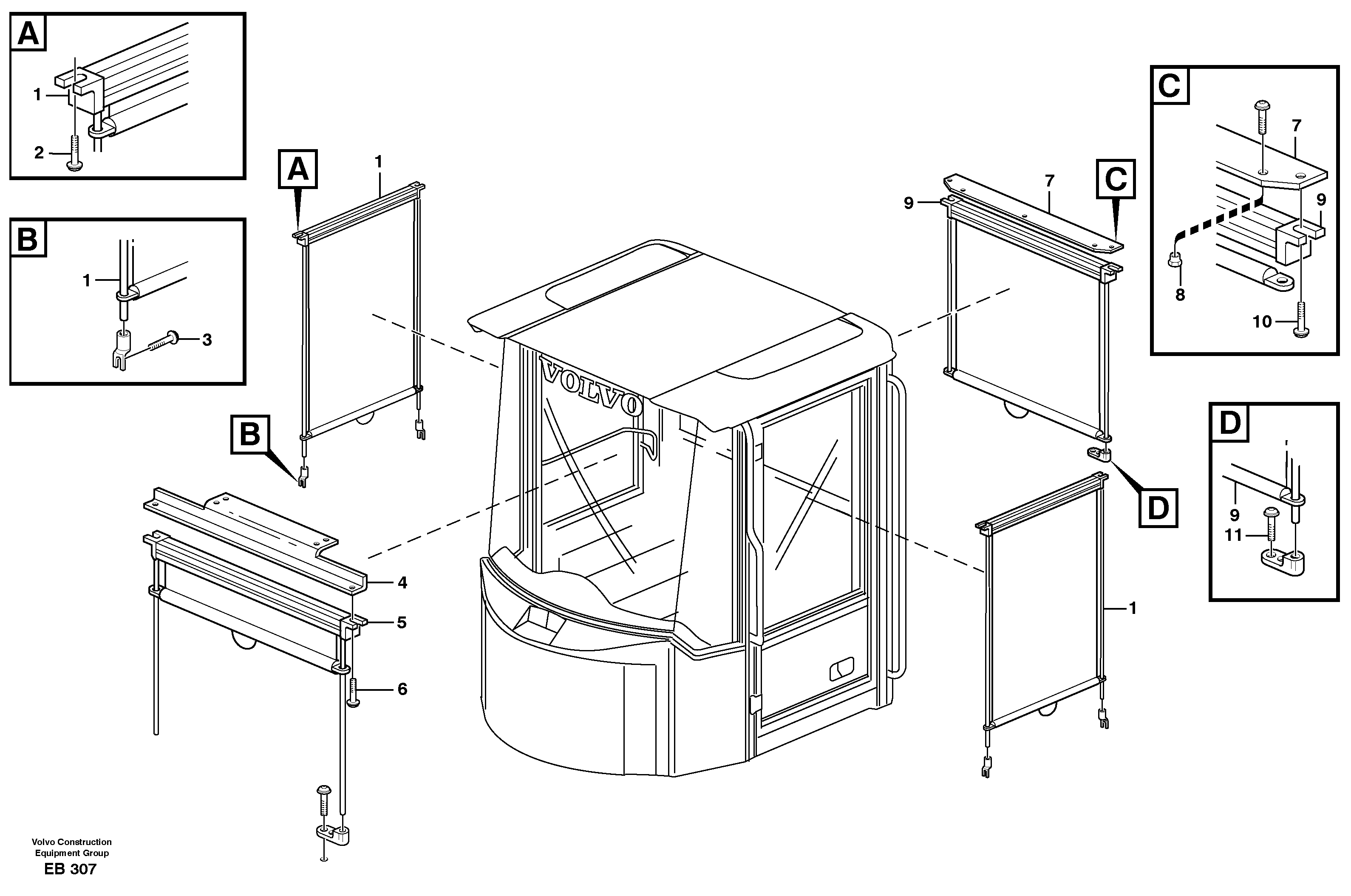 Схема запчастей Volvo L50D - 32309 Interior components, sun blinds L50D