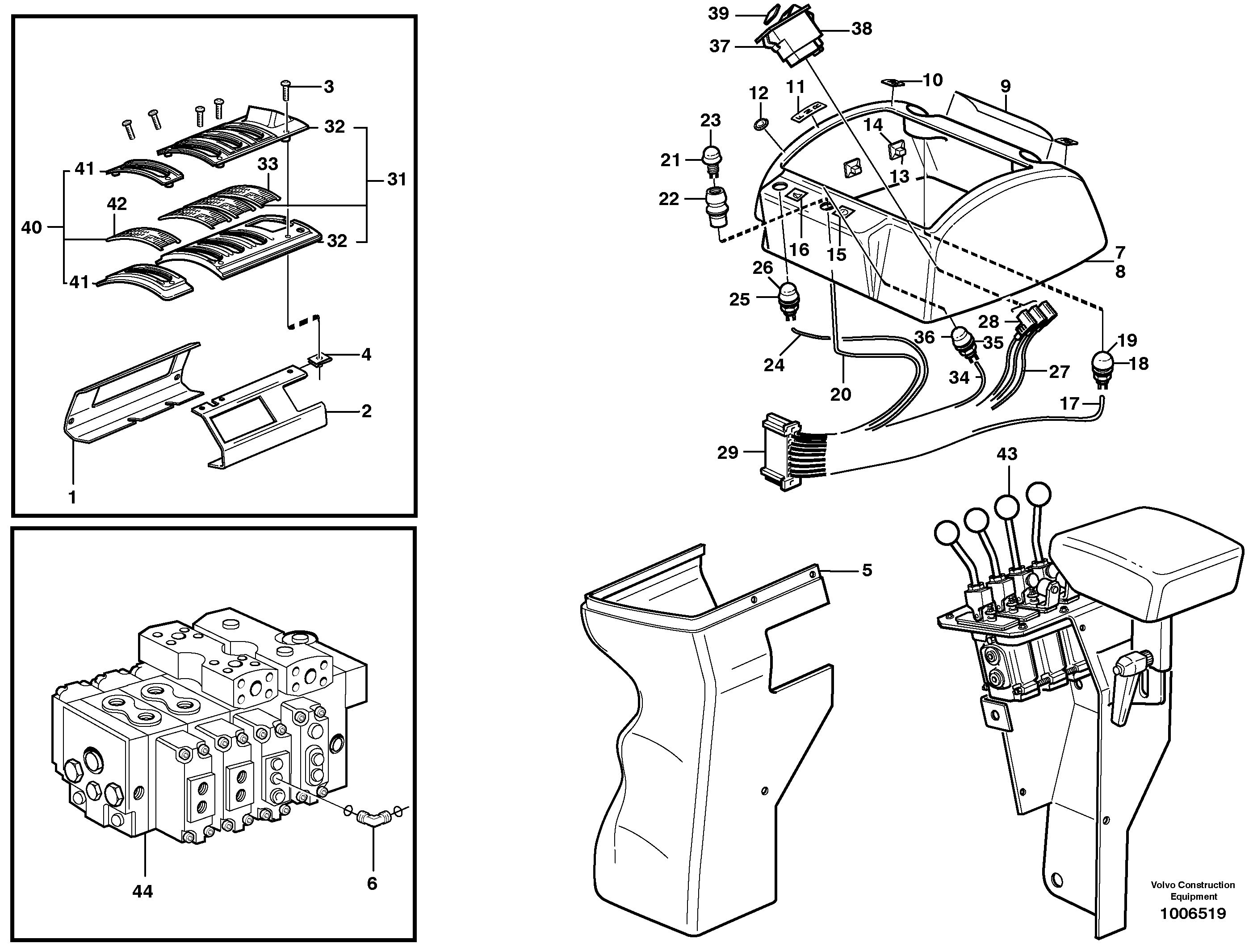 Схема запчастей Volvo L50D - 59244 Cover for servo valves L50D