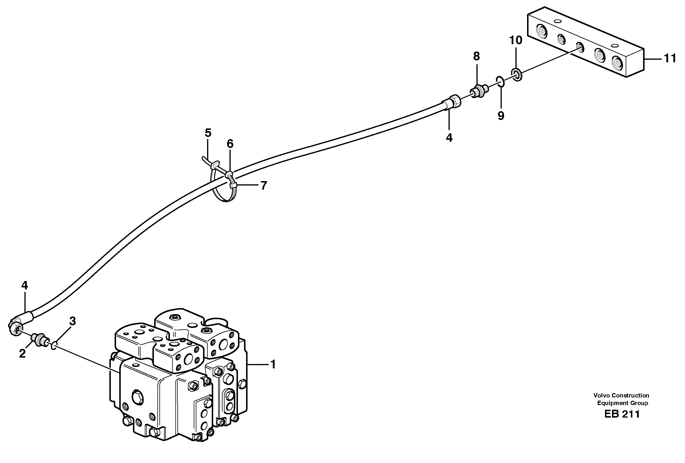 Схема запчастей Volvo L50D - 32878 Draining line - control valve L50D