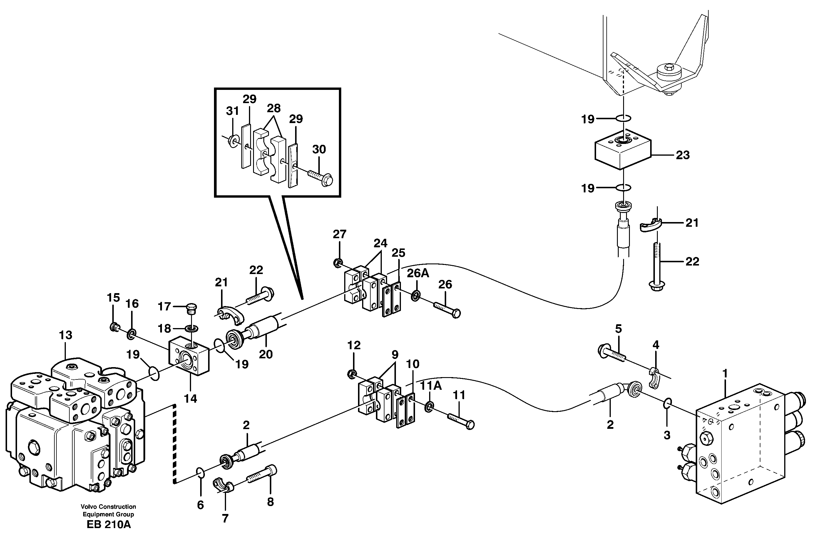 Схема запчастей Volvo L50D - 64314 Feed- and return lines - control valve L50D