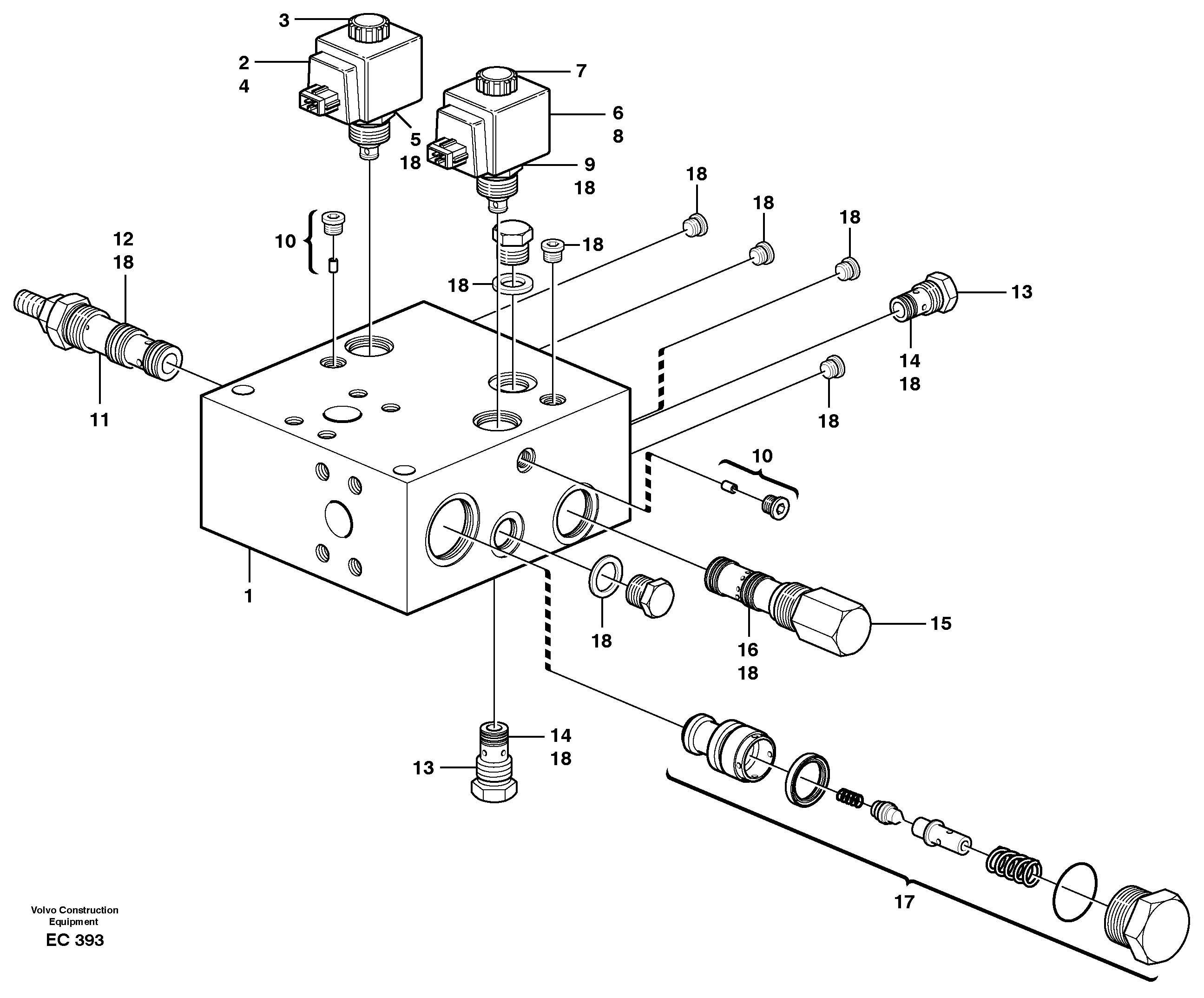 Схема запчастей Volvo L50D - 84648 Valve, circuit body and return valve L50D