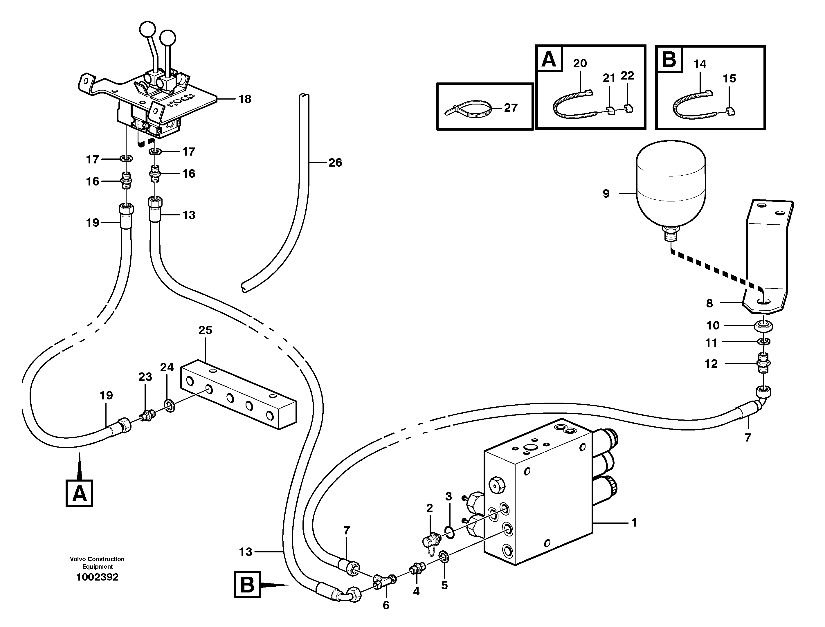 Схема запчастей Volvo L50D - 32322 Servo - hydraulic, feed and return lines L50D