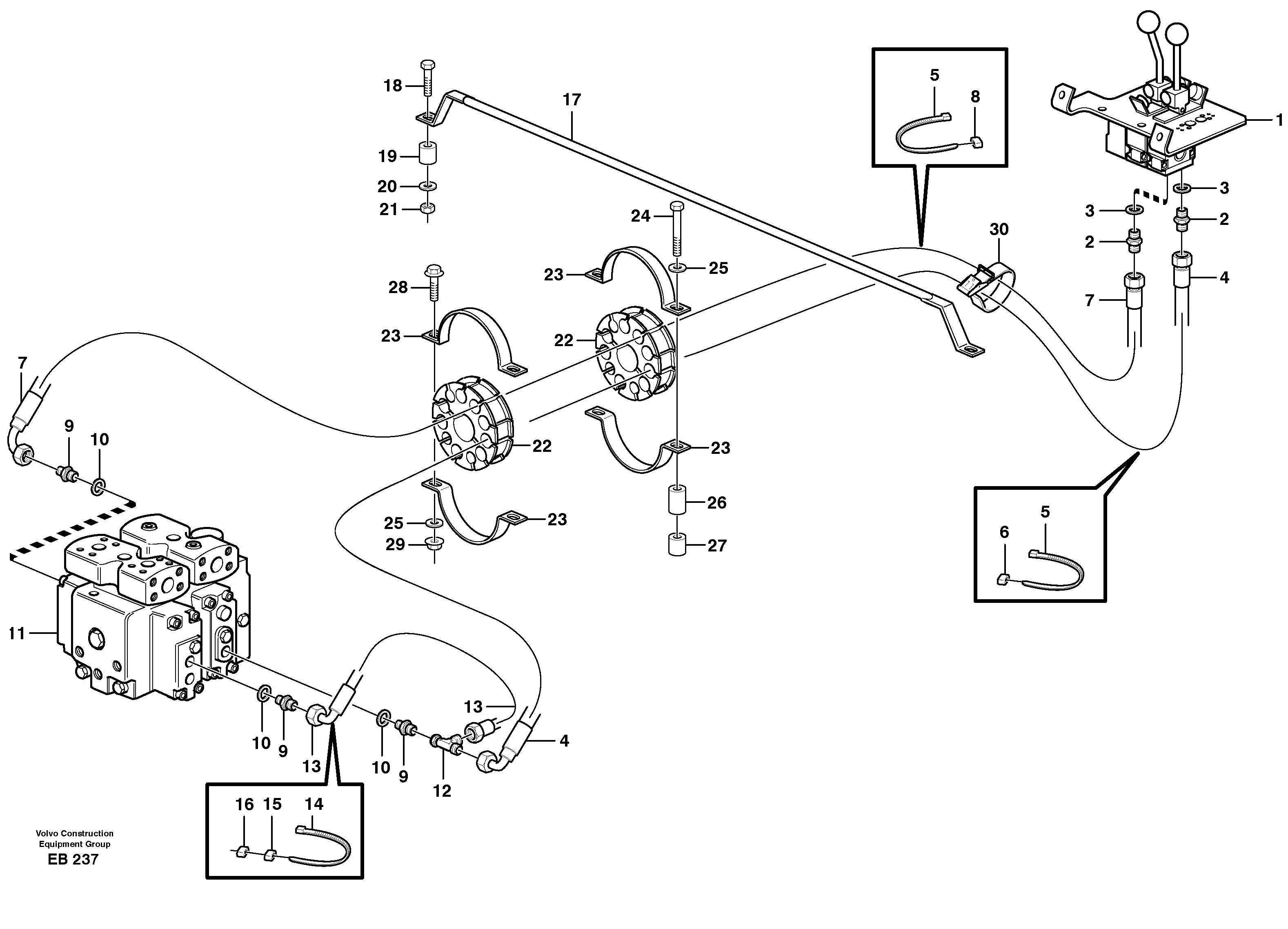 Схема запчастей Volvo L50D - 32880 Servo - hydraulic, control lines, tilt L50D