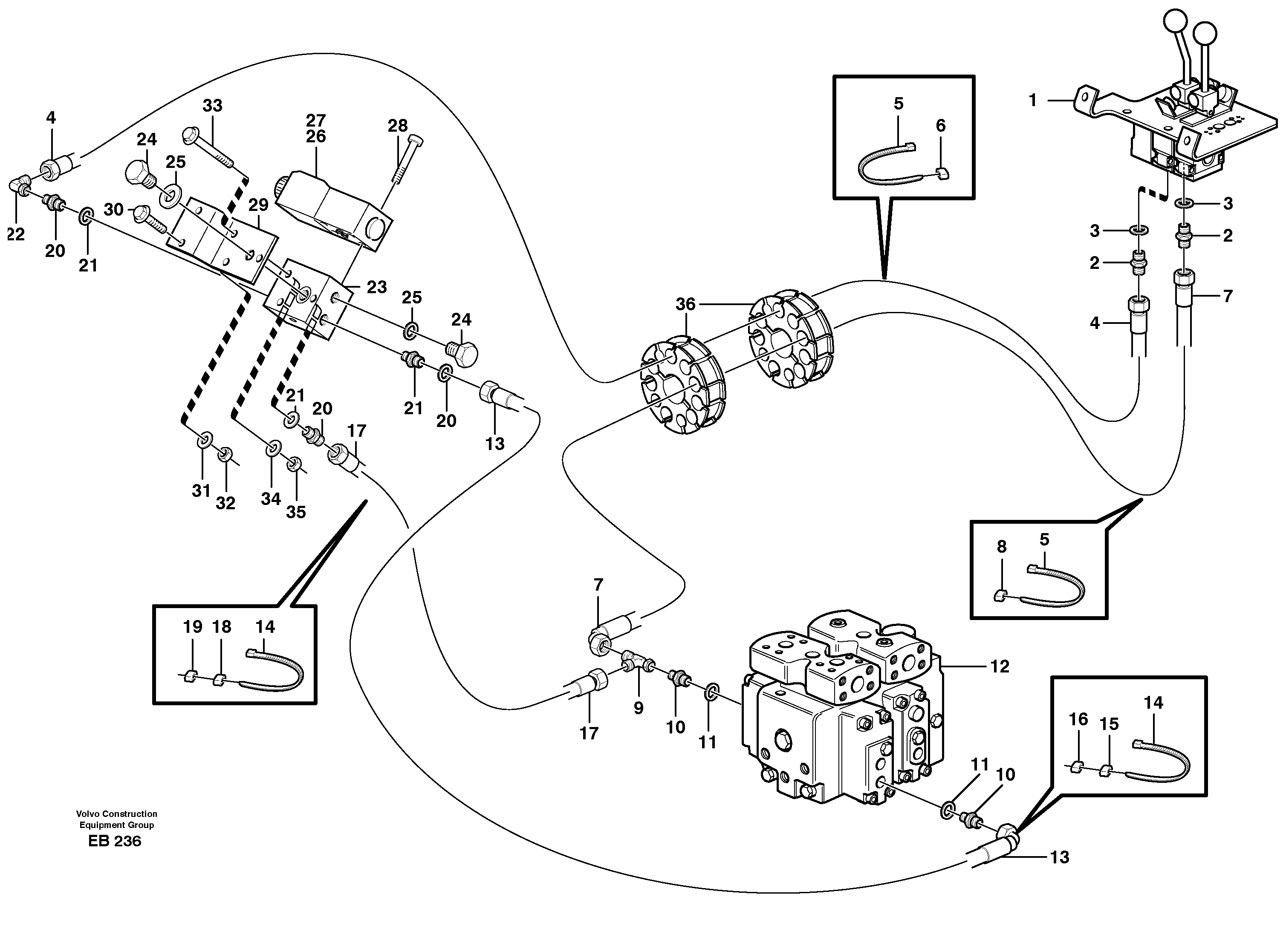 Схема запчастей Volvo L50D - 82325 Servo - hydraulic, control lines, lift L50D