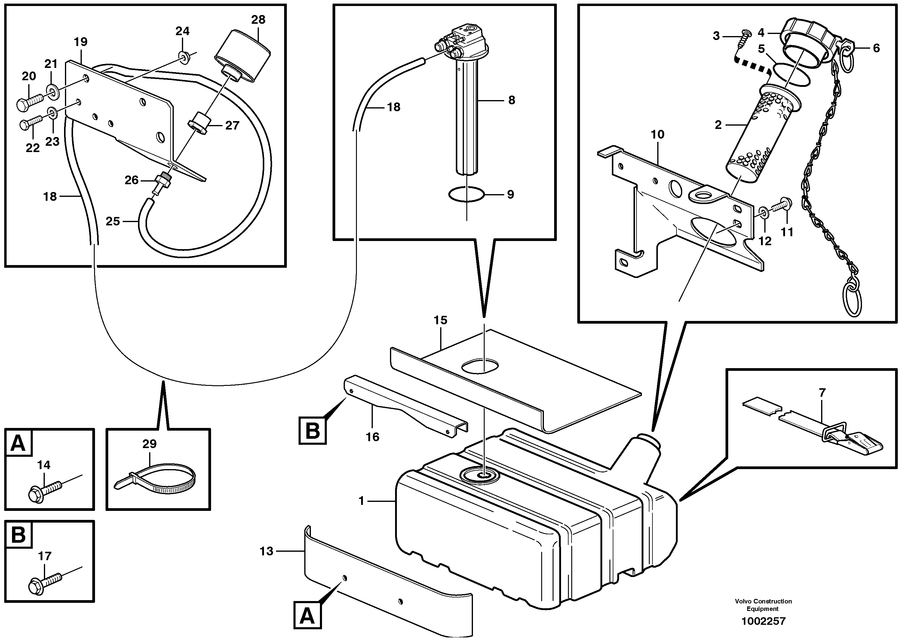 Схема запчастей Volvo L50D - 65016 Fuel tank with fitting parts L50D