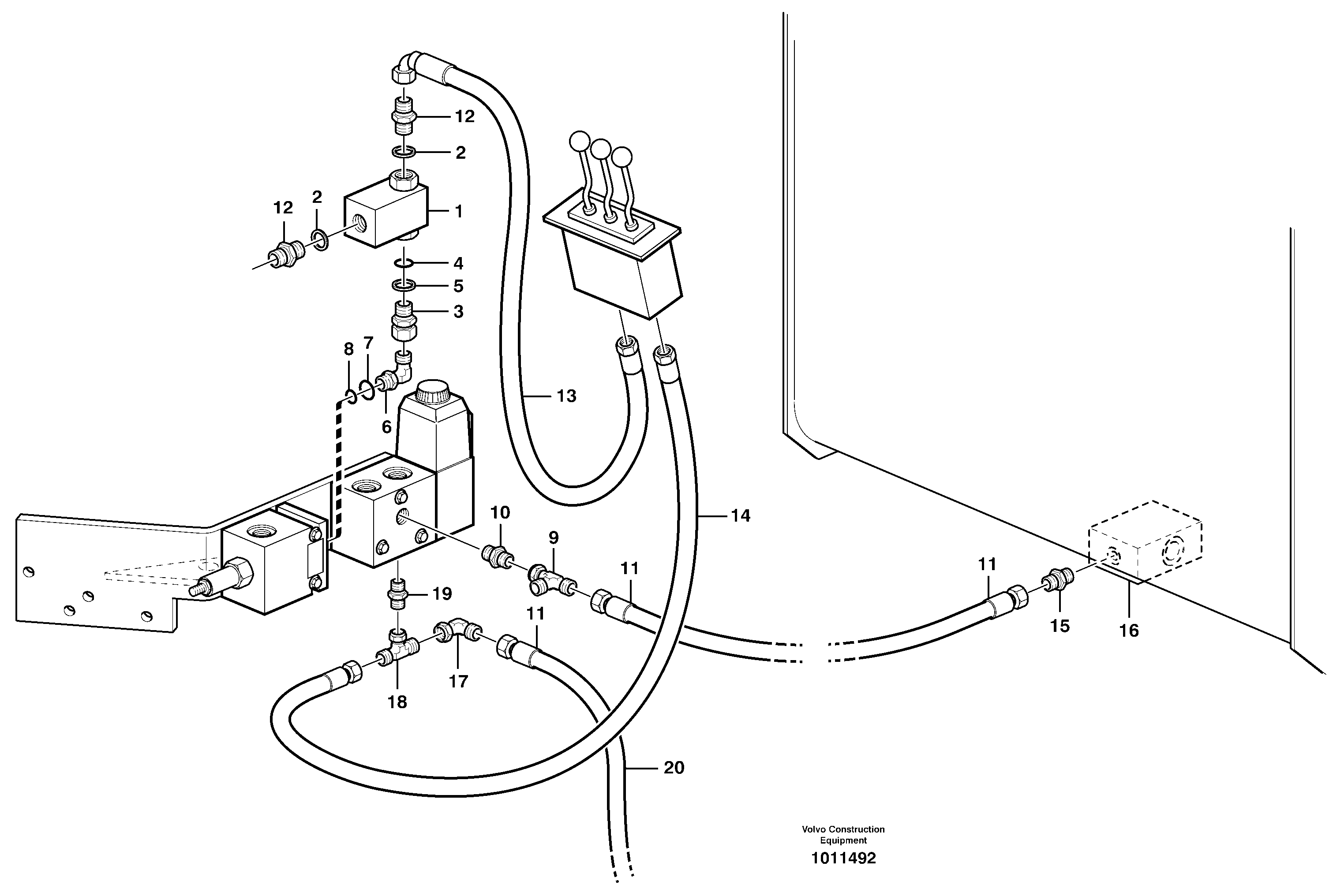 Схема запчастей Volvo L50D - 40882 Servo hydraulic: hydraulic lines L50D