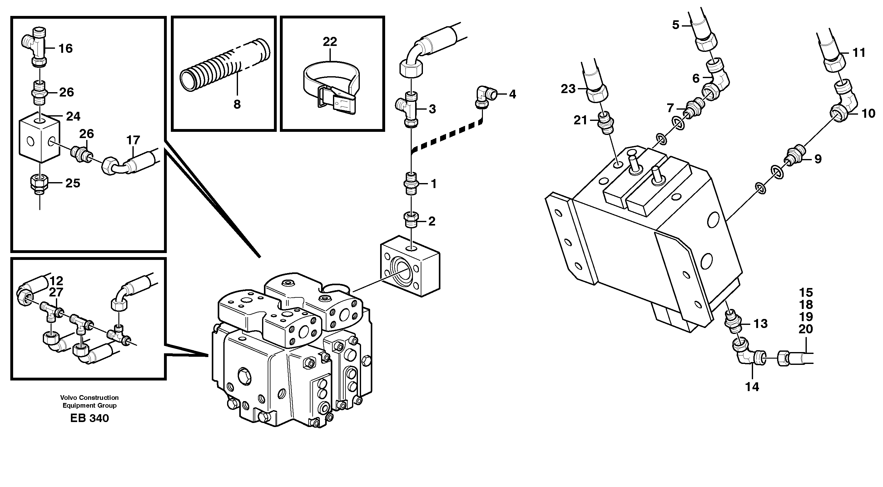 Схема запчастей Volvo L50D - 50082 Feed and Return lines, 5th and 6th function L50D