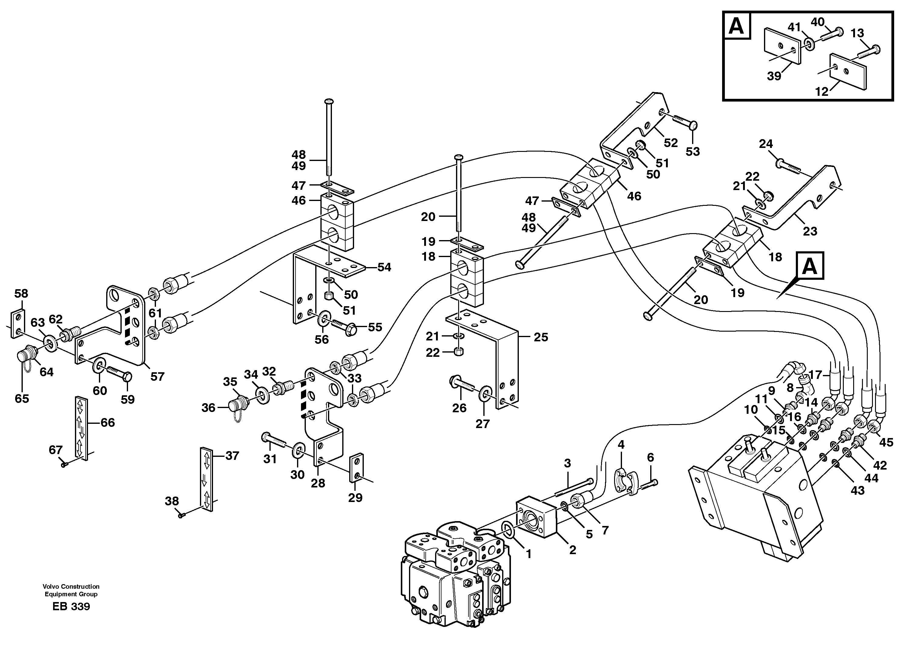 Схема запчастей Volvo L50D - 60655 Feed lines,5th and 6th function L50D