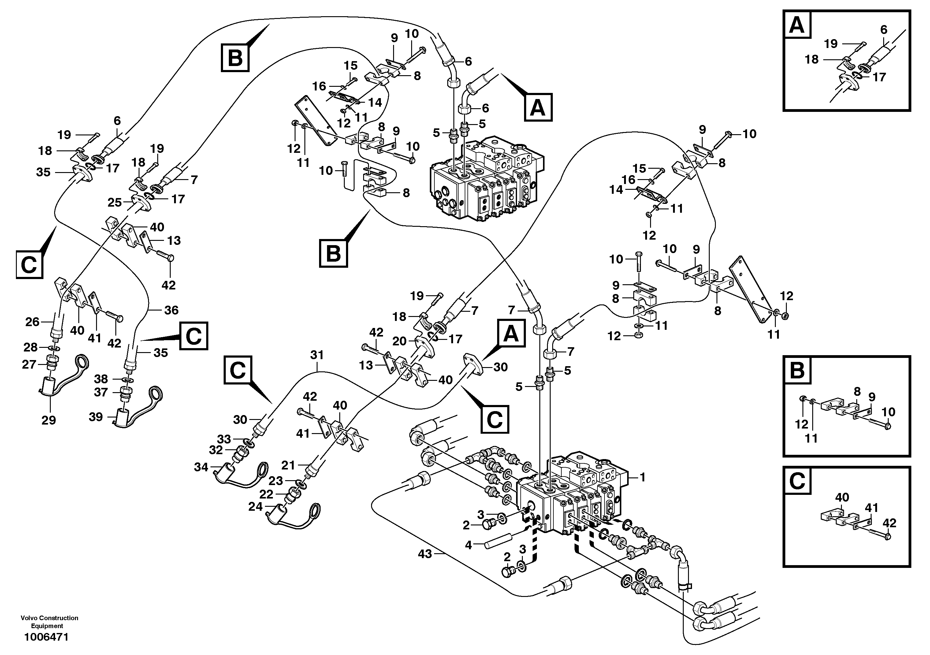 Схема запчастей Volvo L50D - 75131 Hydraulic system, 3rd and 4th function L50D