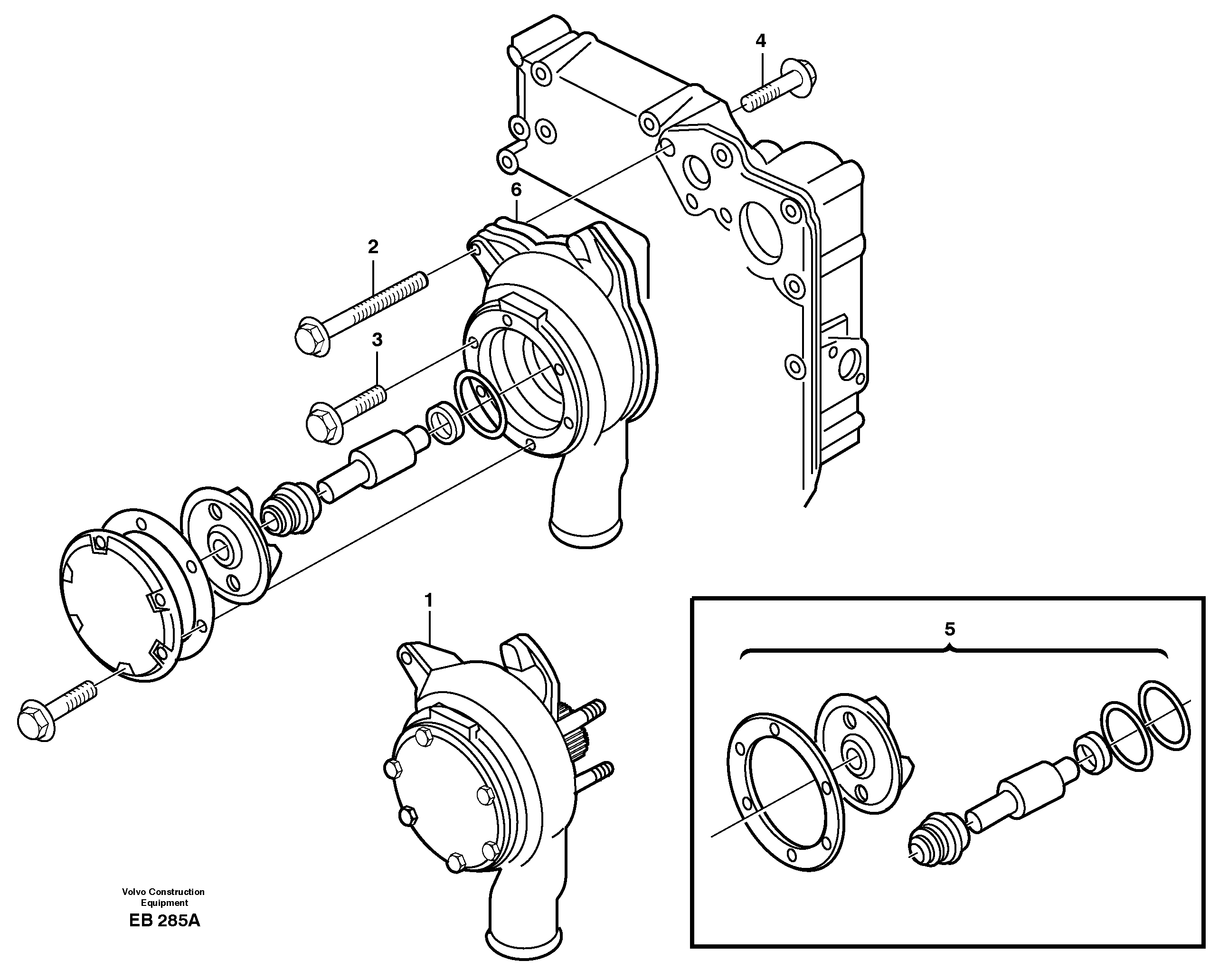 Схема запчастей Volvo L50D - 20541 Water pump with fitting parts L50D