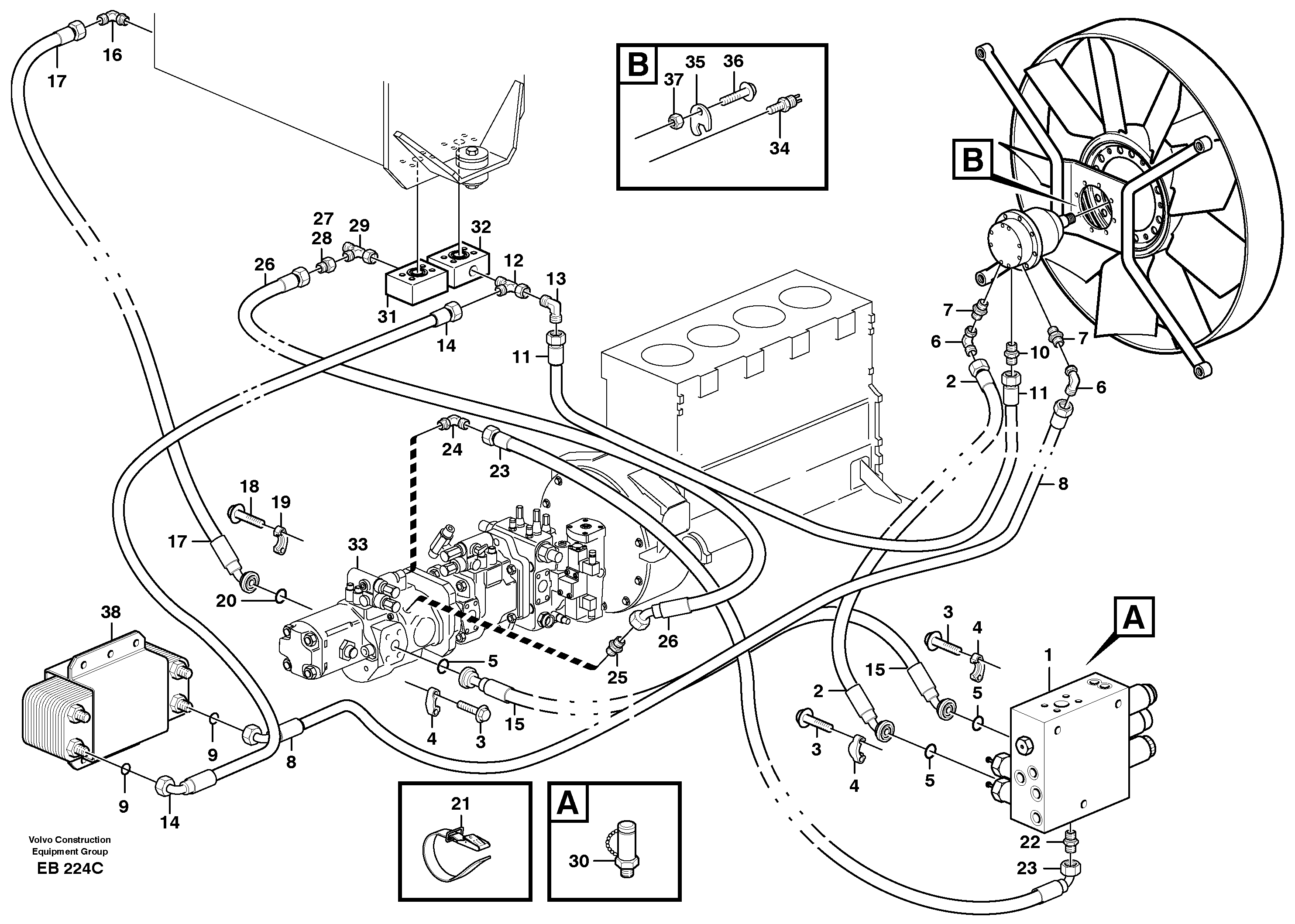 Схема запчастей Volvo L50D - 54723 Fan drive L50D