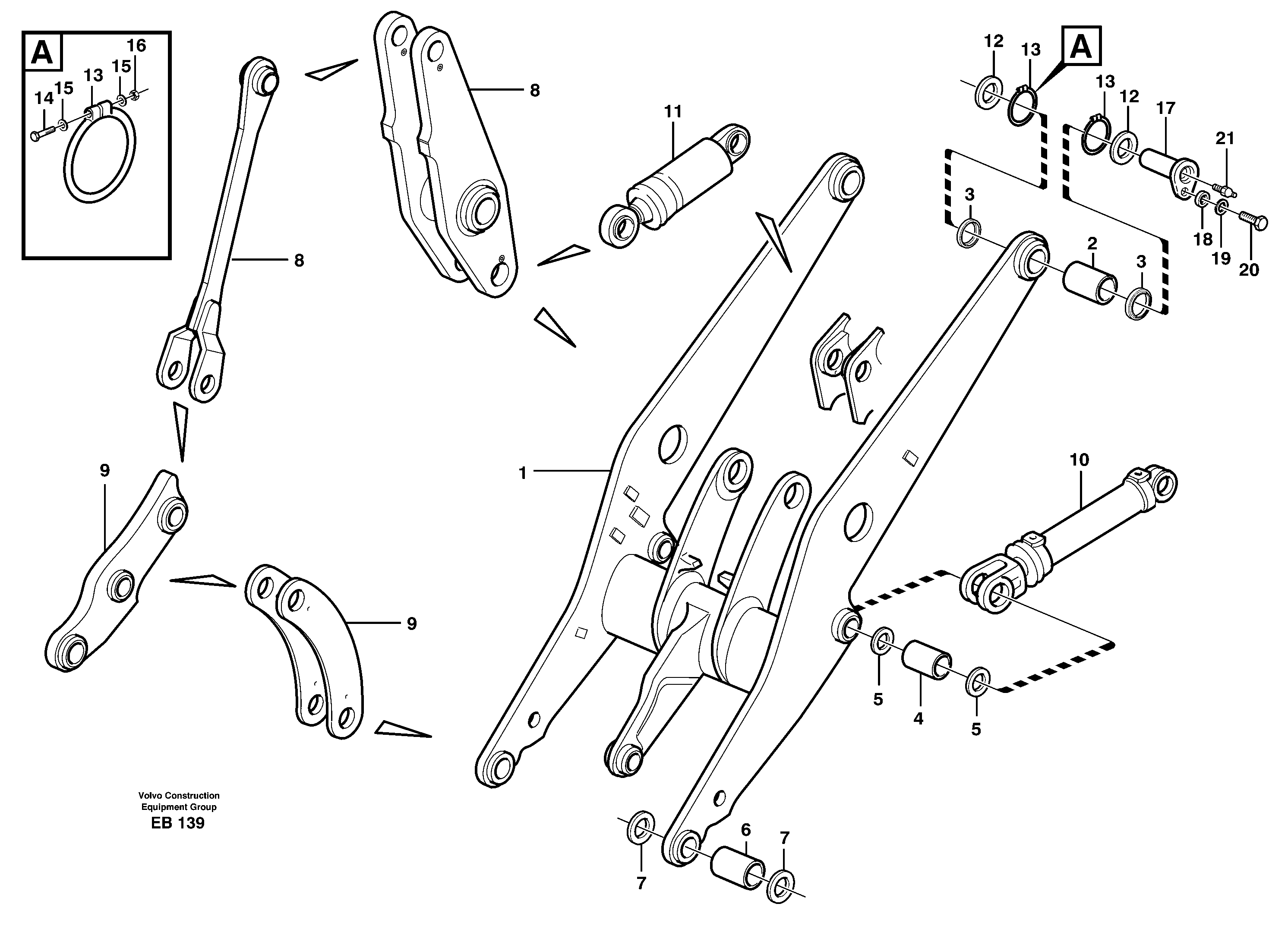 Схема запчастей Volvo L50D - 32528 Lifting framework with assembly parts L50D