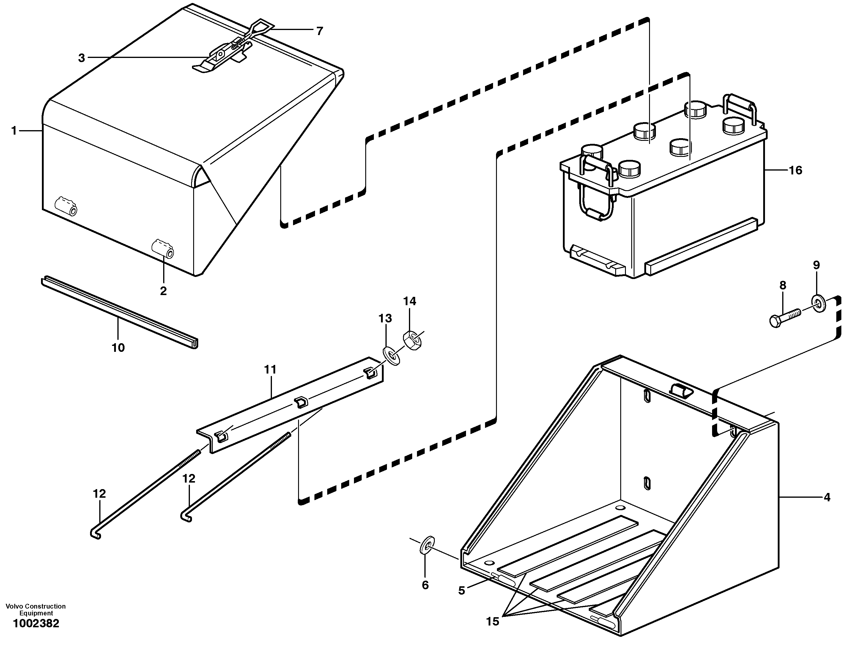 Схема запчастей Volvo L50D - 51584 Battery box, assembly L50D