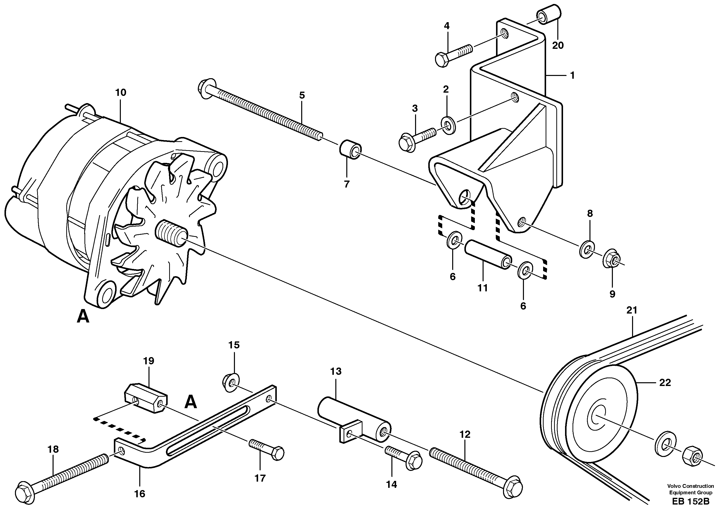 Схема запчастей Volvo L50D - 39363 Alternator with assembling details L50D