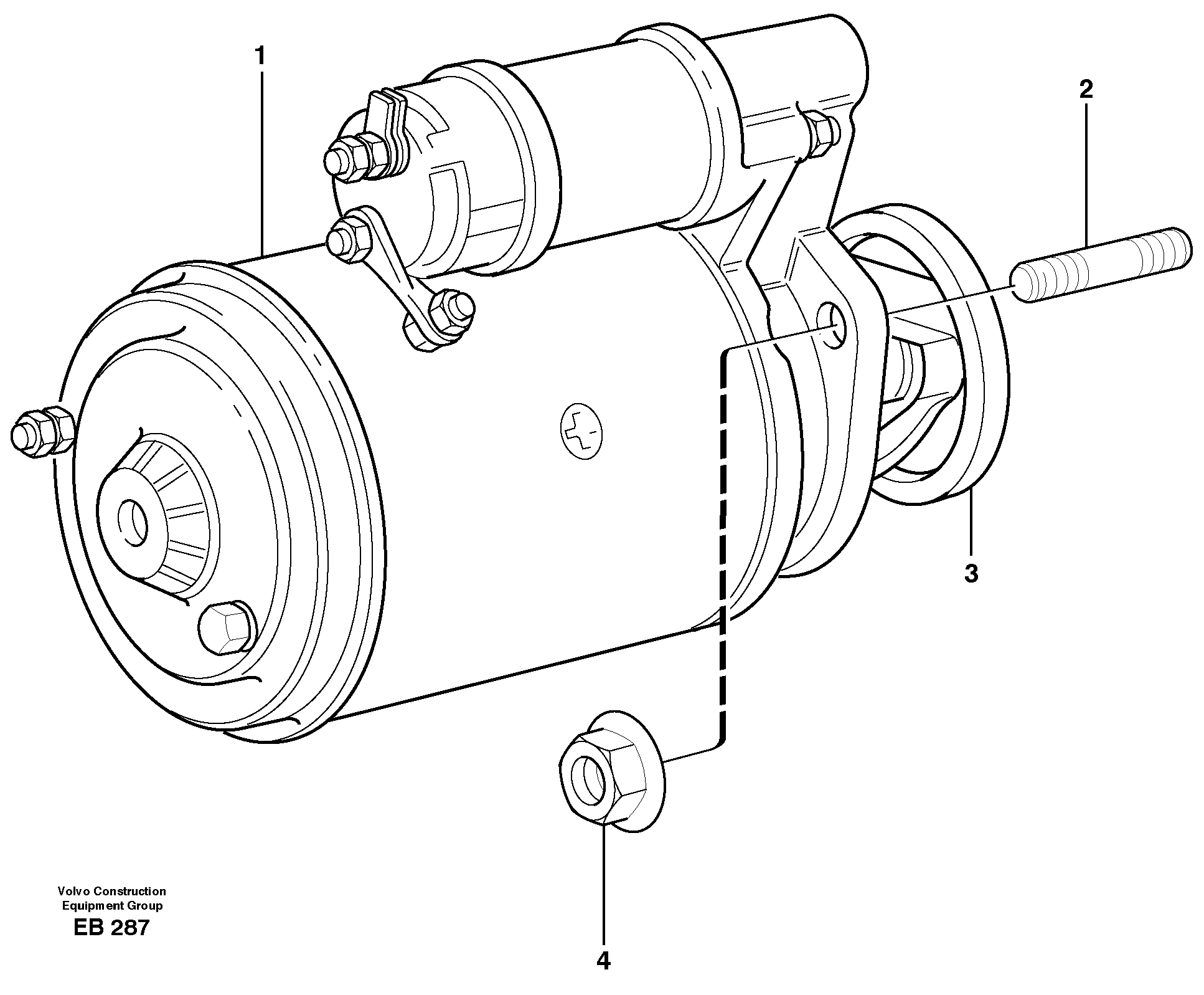 Схема запчастей Volvo L50D - 20547 Starter motor with assembling details L50D