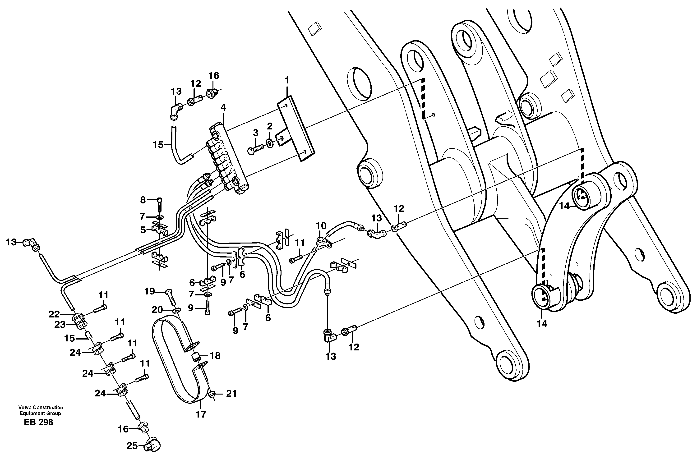 Схема запчастей Volvo L50D - 70131 Central lubrication with fitting parts. B2 L50D