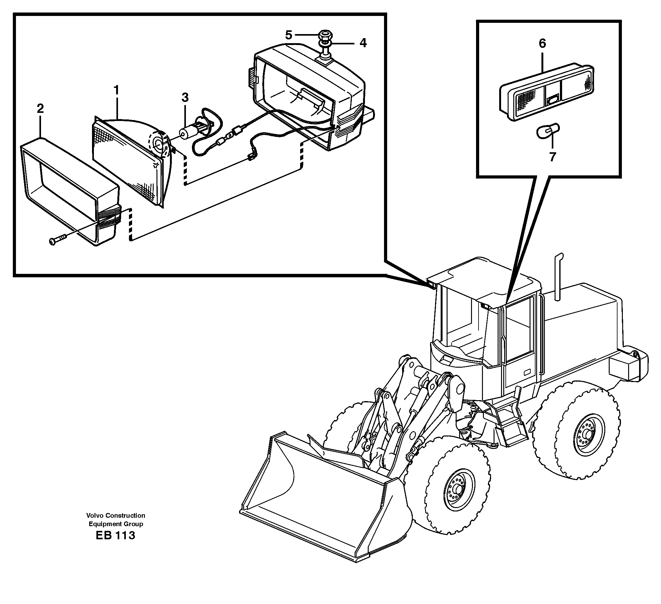 Схема запчастей Volvo L50D - 53609 Lighting, cab L50D