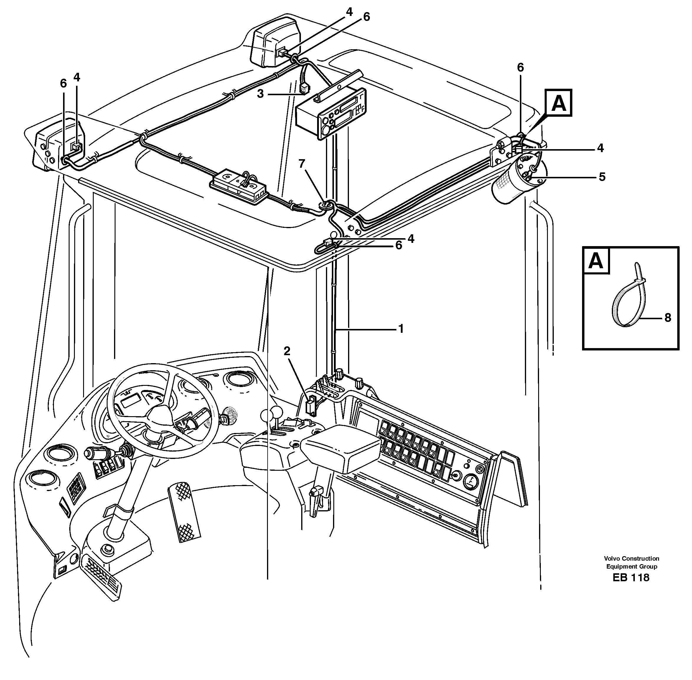 Схема запчастей Volvo L50D - 38189 Cable harness, ceiling L50D