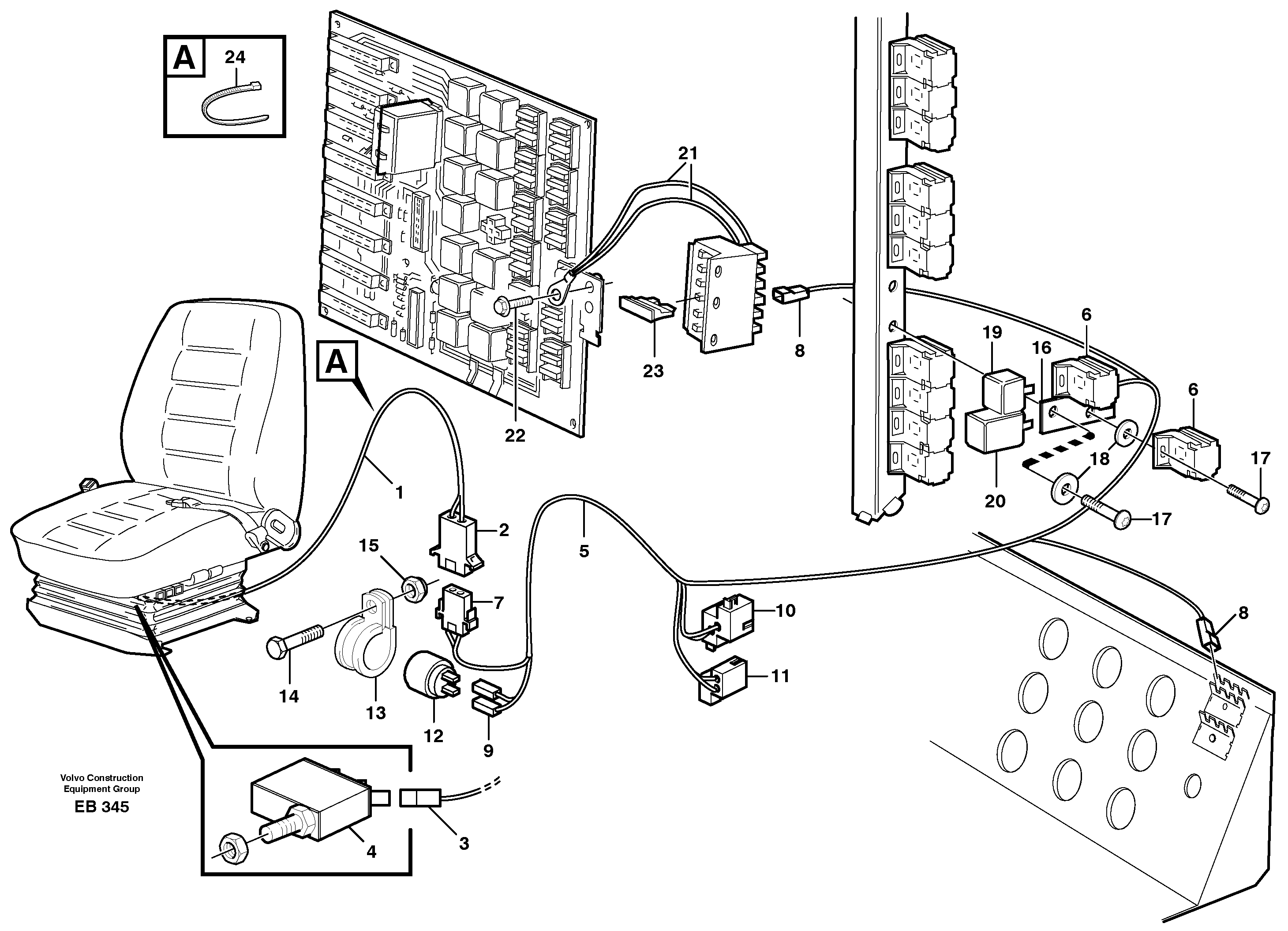 Схема запчастей Volvo L50D - 62483 Electrical system, parking brake alarm L50D