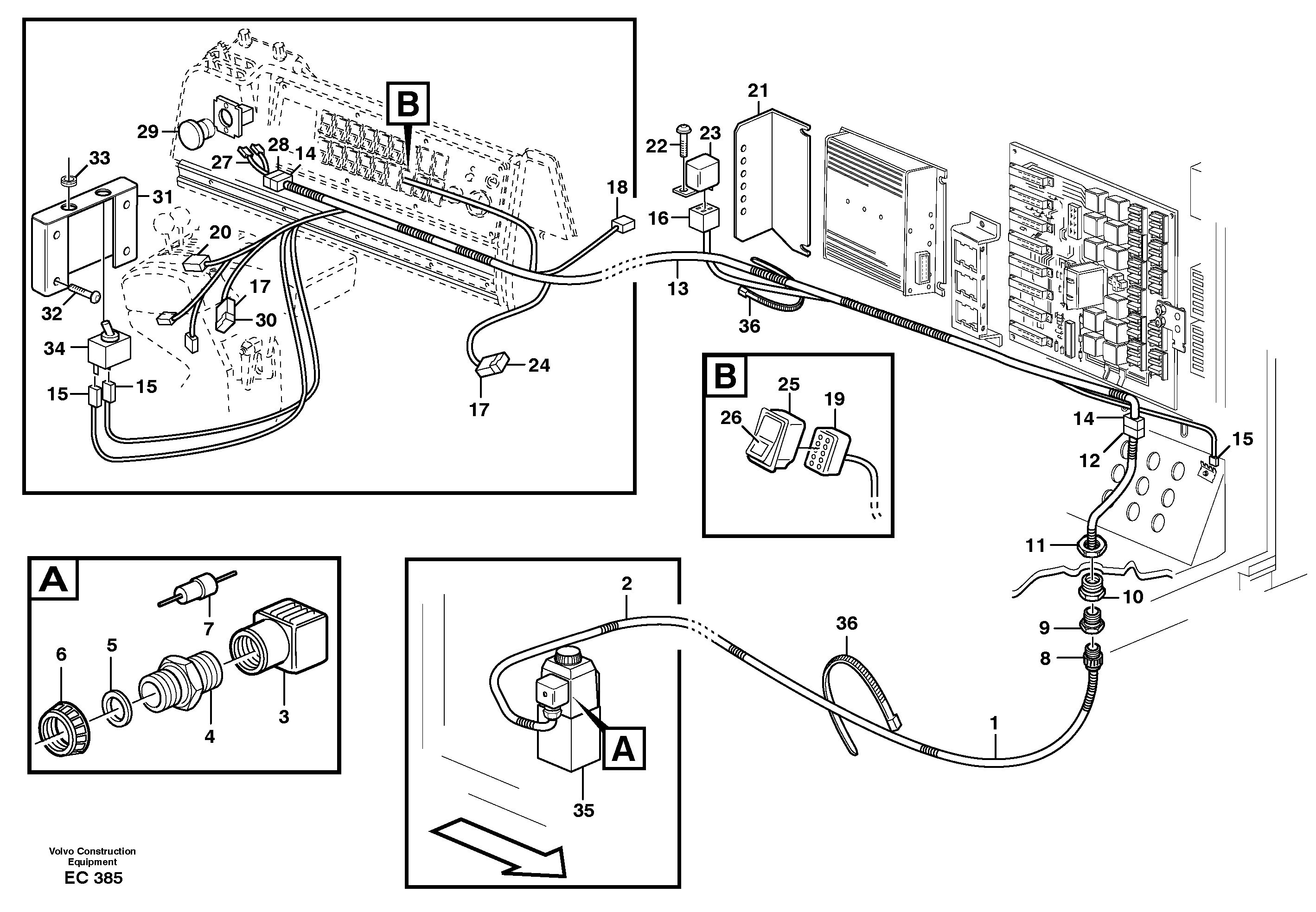 Схема запчастей Volvo L50D - 62484 Cable harness: Adjustableflow from hydraulic function 3 L50D