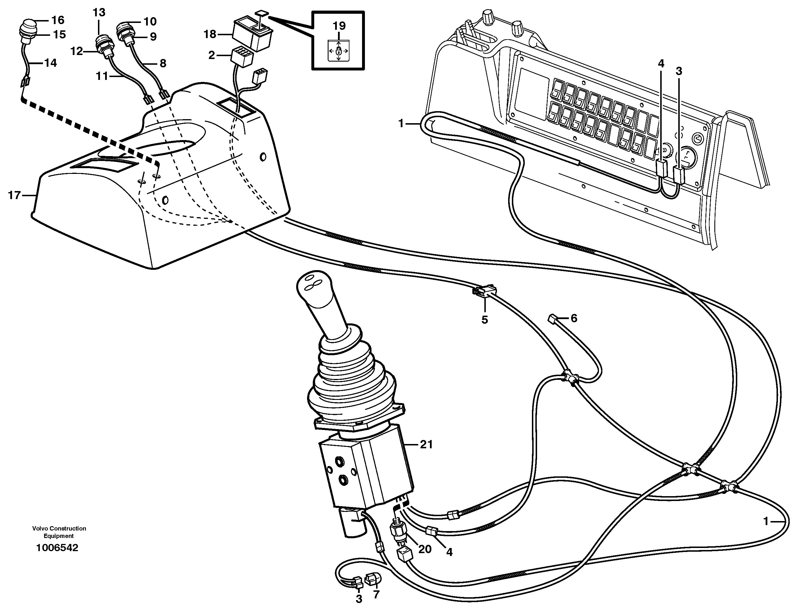 Схема запчастей Volvo L50D - 62487 Cable harnesses, single lever control L50D