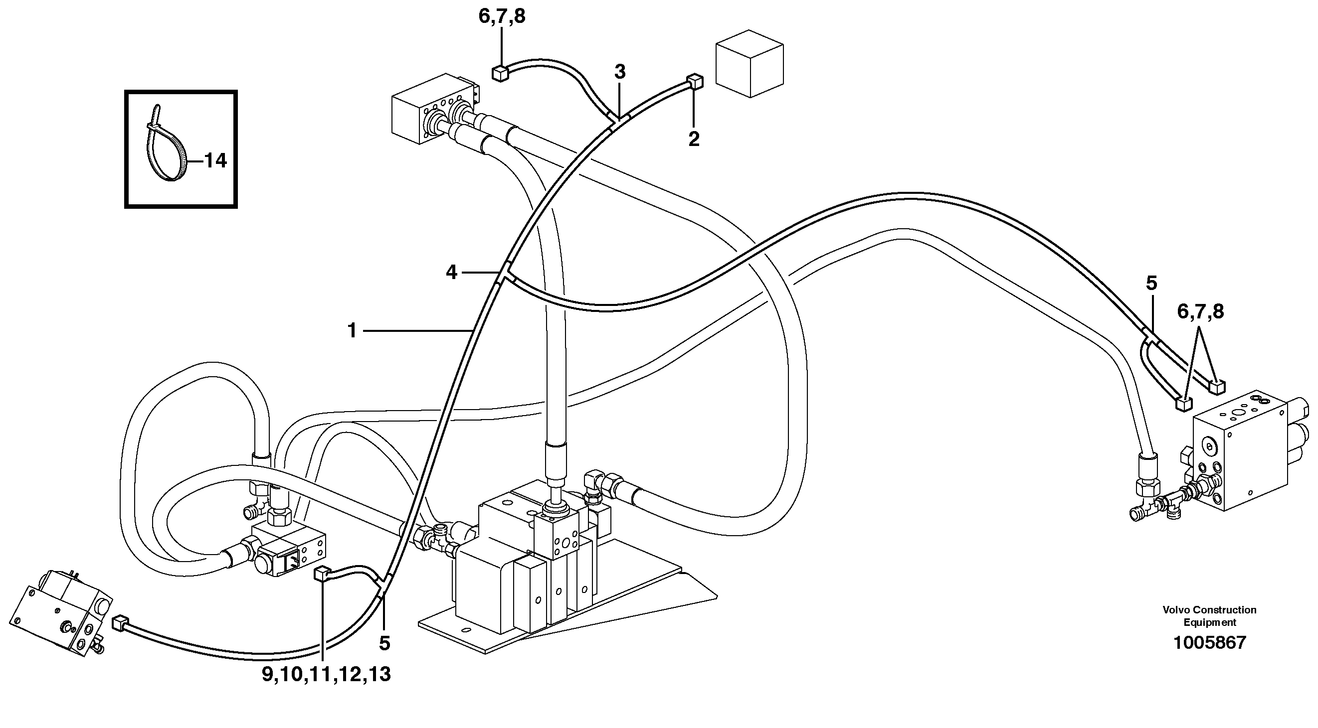 Схема запчастей Volvo L50D - 8343 Cable harnesses, single acting lifting system L50D