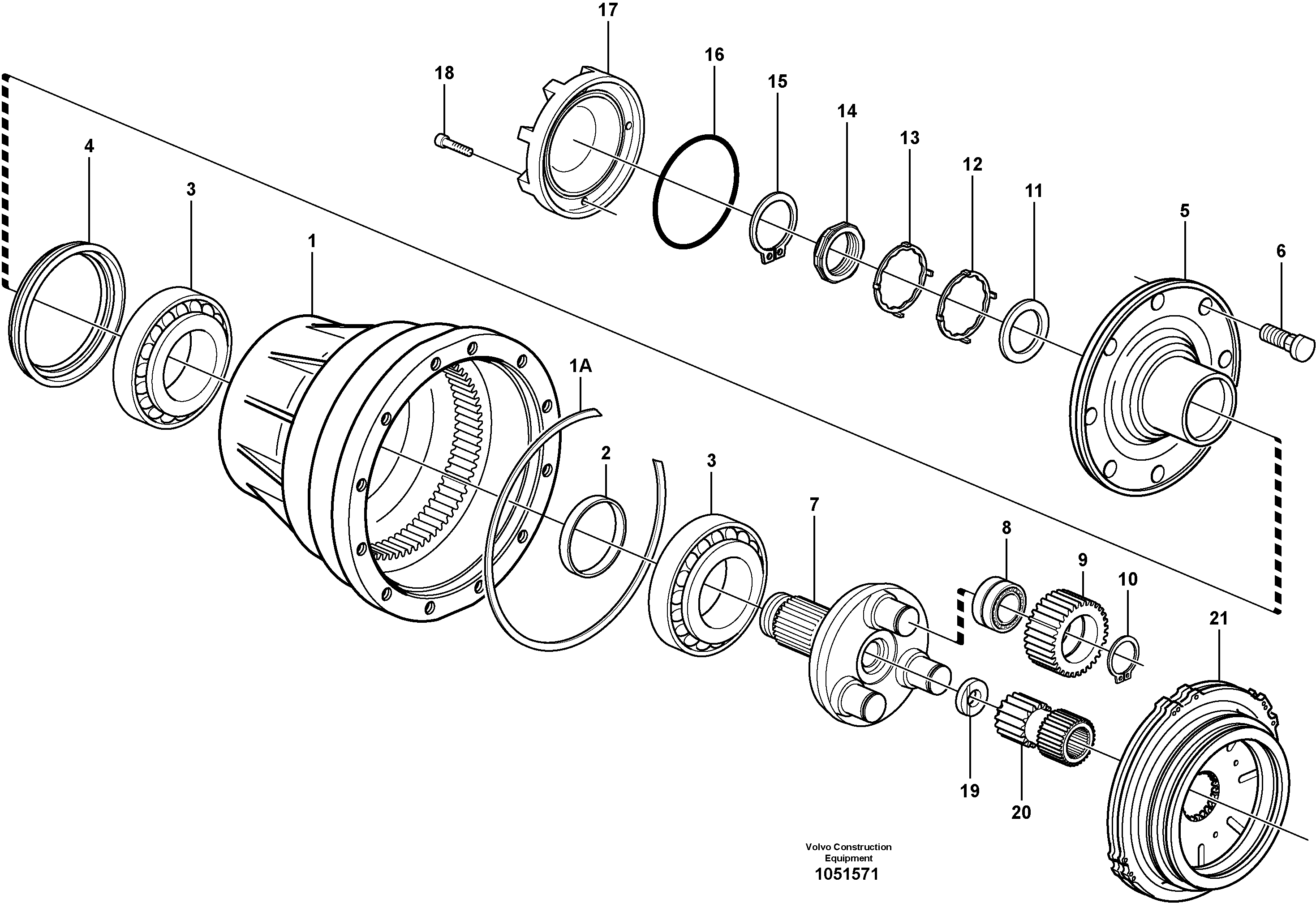 Схема запчастей Volvo L50D - 25916 Planetary axle, rear L50D