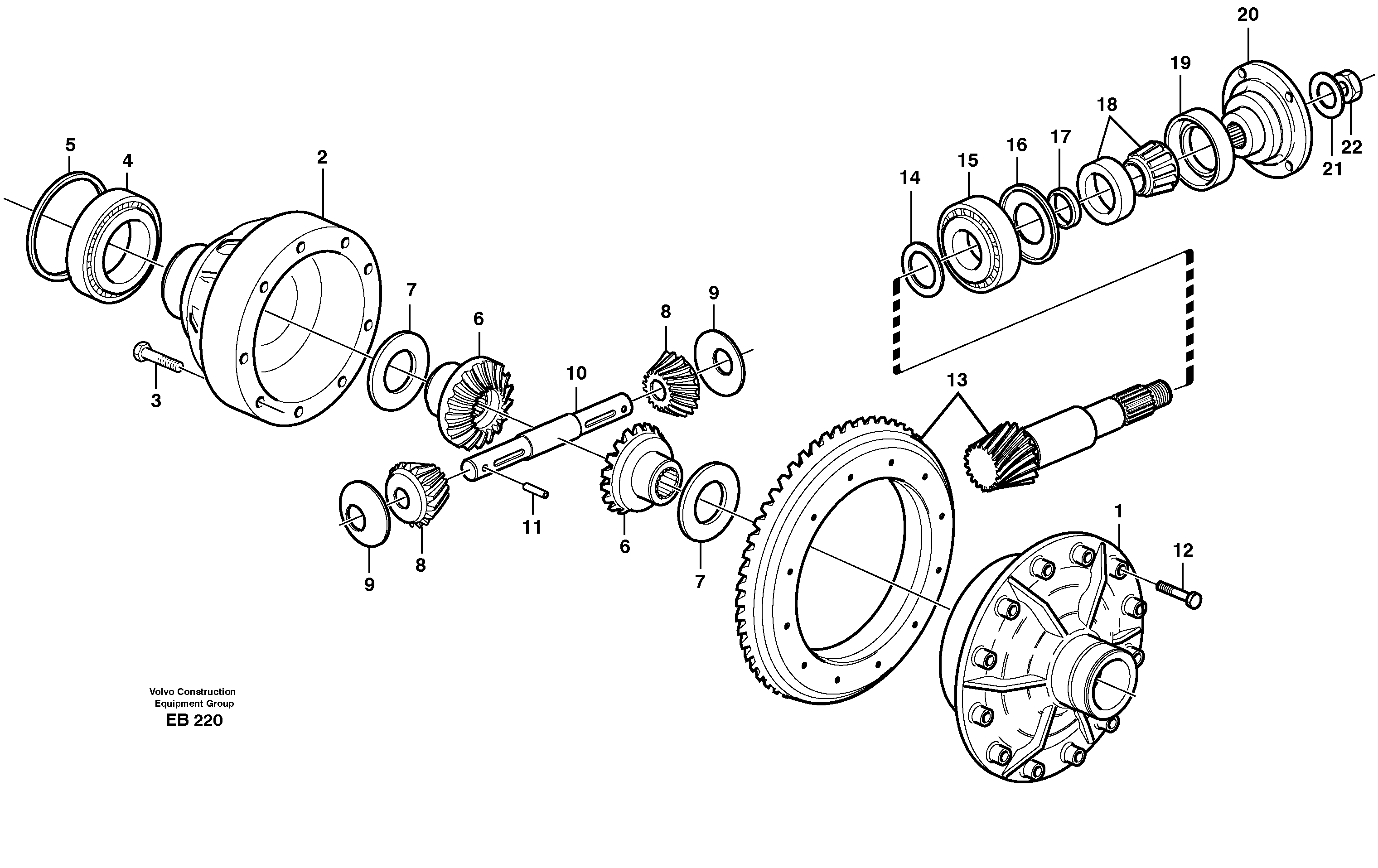 Схема запчастей Volvo L50D - 38211 Differential carrier L50D