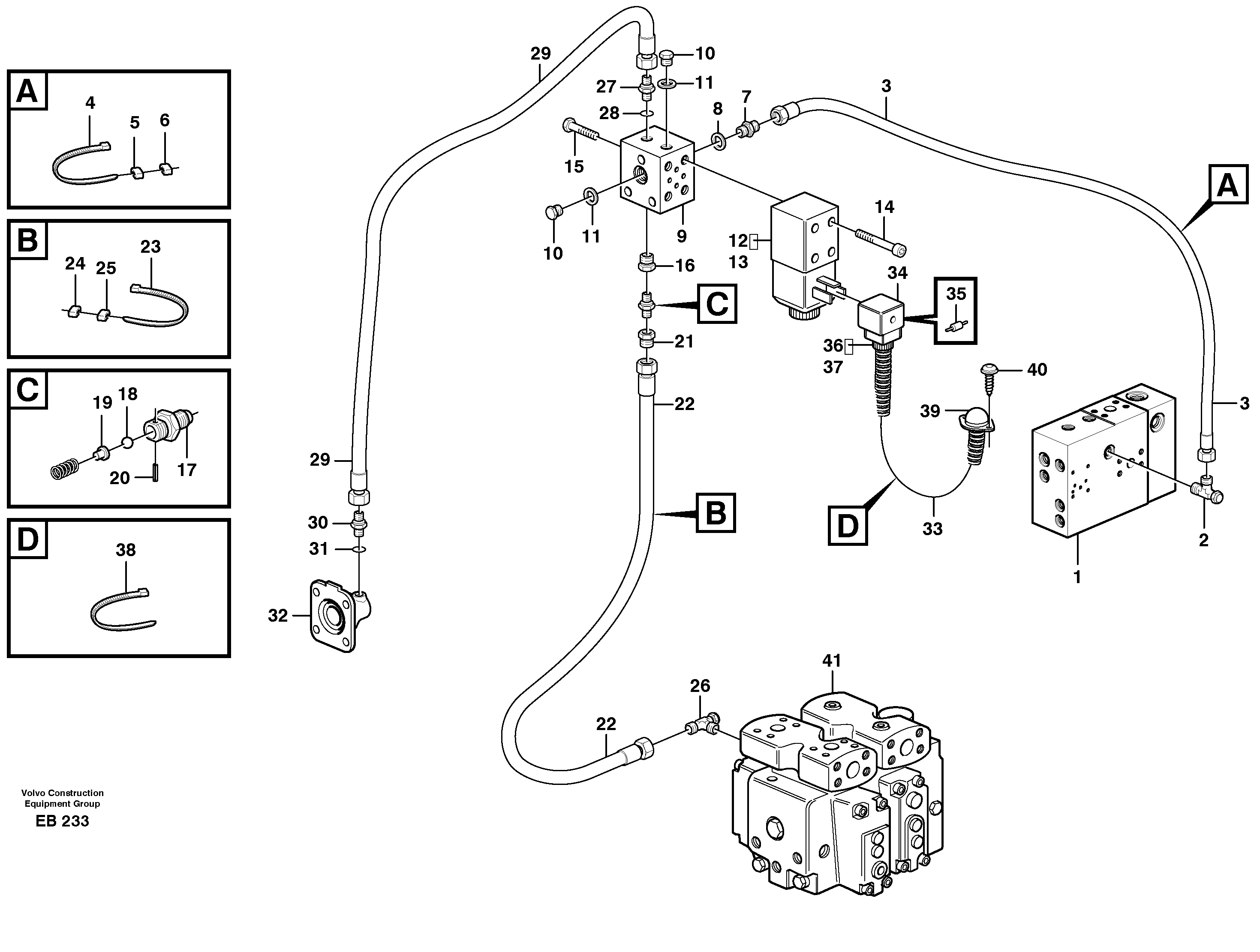 Схема запчастей Volvo L50D - 38212 Controls, differential lock L50D