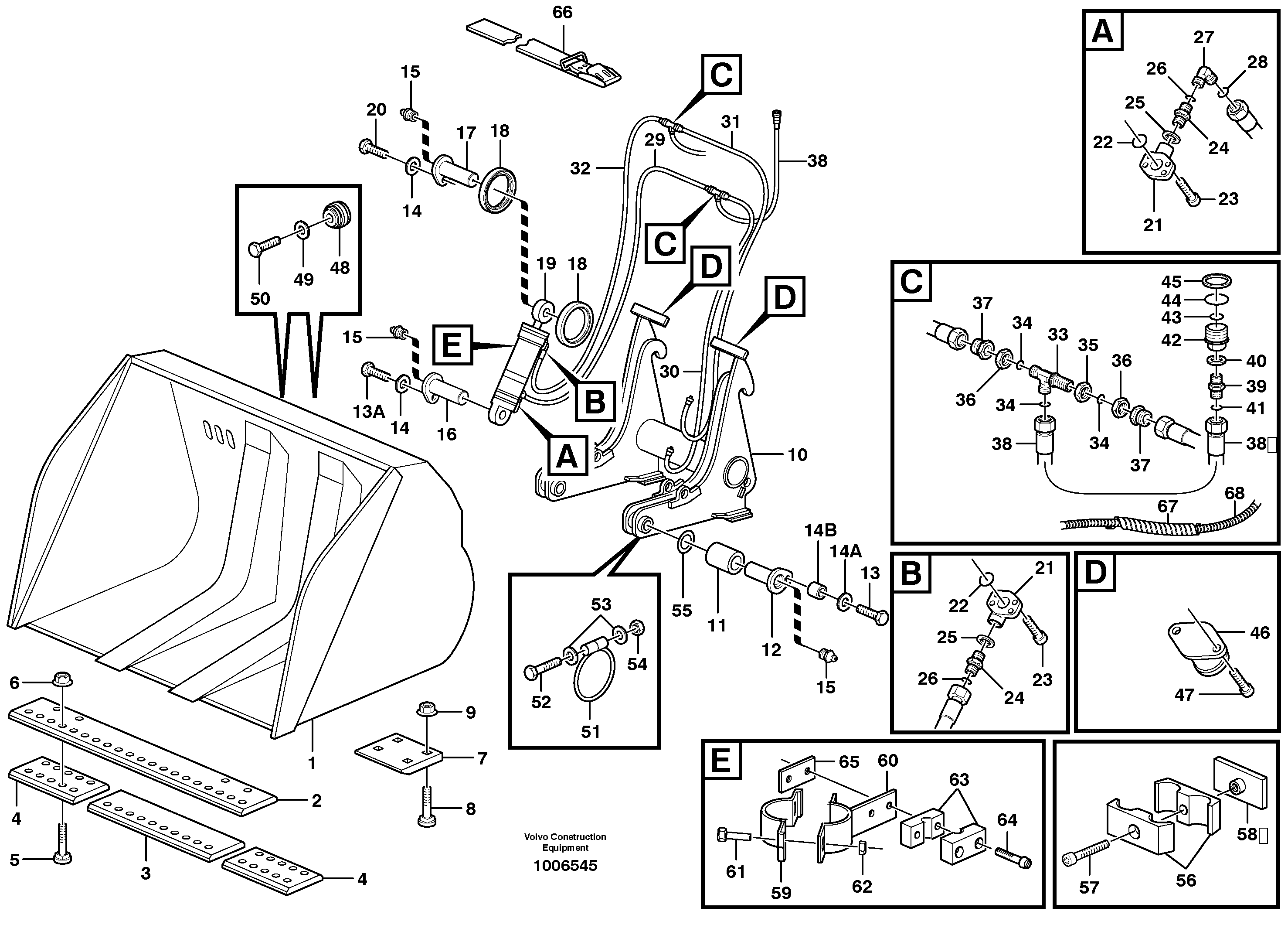 Схема запчастей Volvo L50D - 73700 High-tipping bucket ATTACHMENTS ATTACHMENTS WHEEL LOADERS GEN. D - E