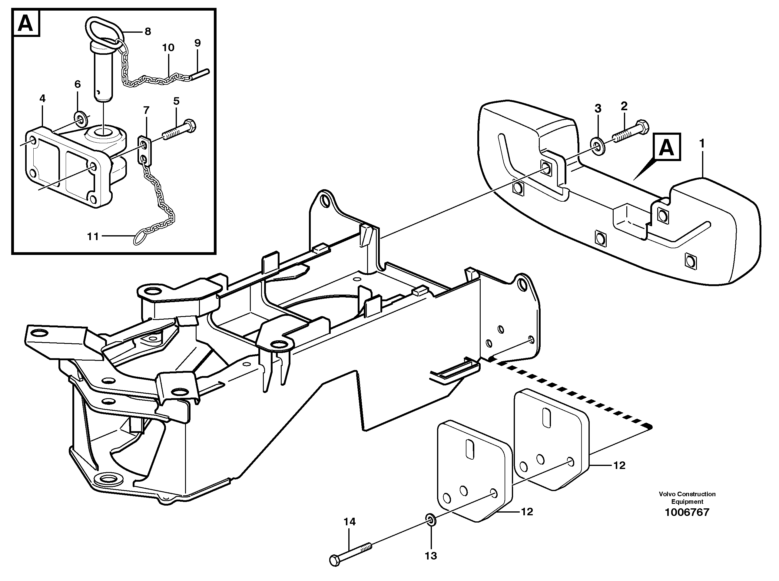 Схема запчастей Volvo L50D - 41426 Rear hitch and counterweight L50D