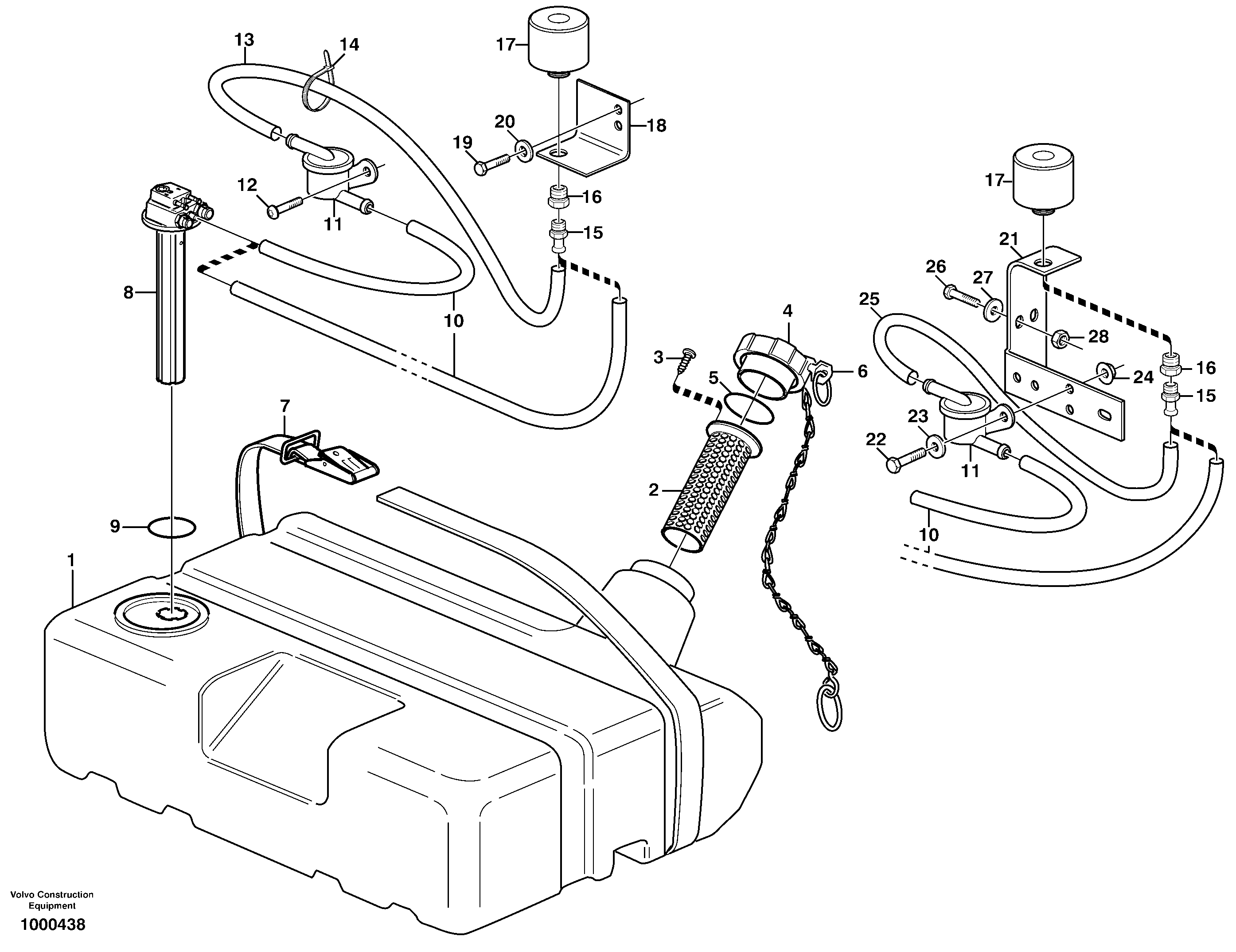 Схема запчастей Volvo L70D - 65983 Fuel tank with fitting parts L70D