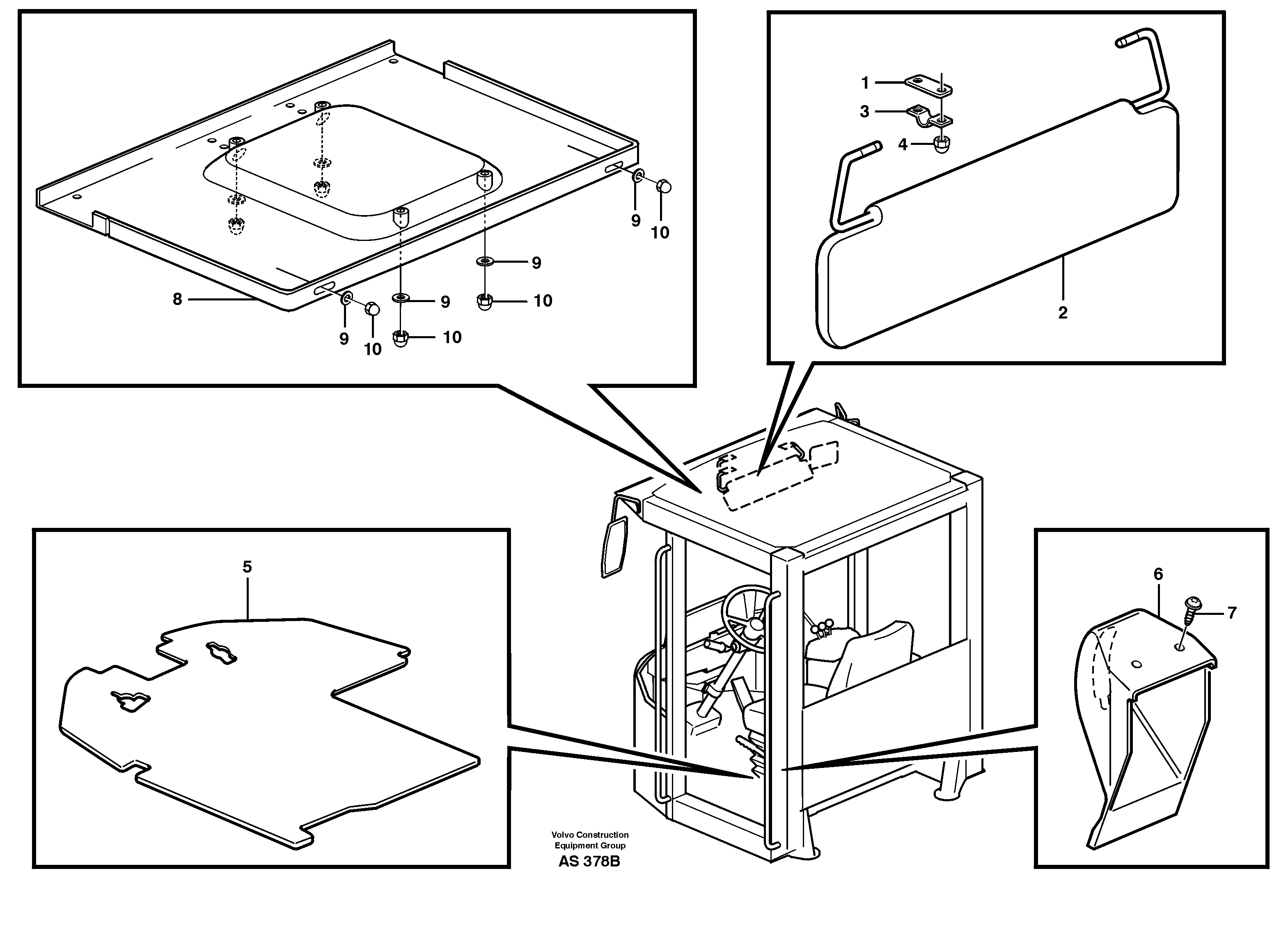 Схема запчастей Volvo L70D - 36472 Interior components L70D